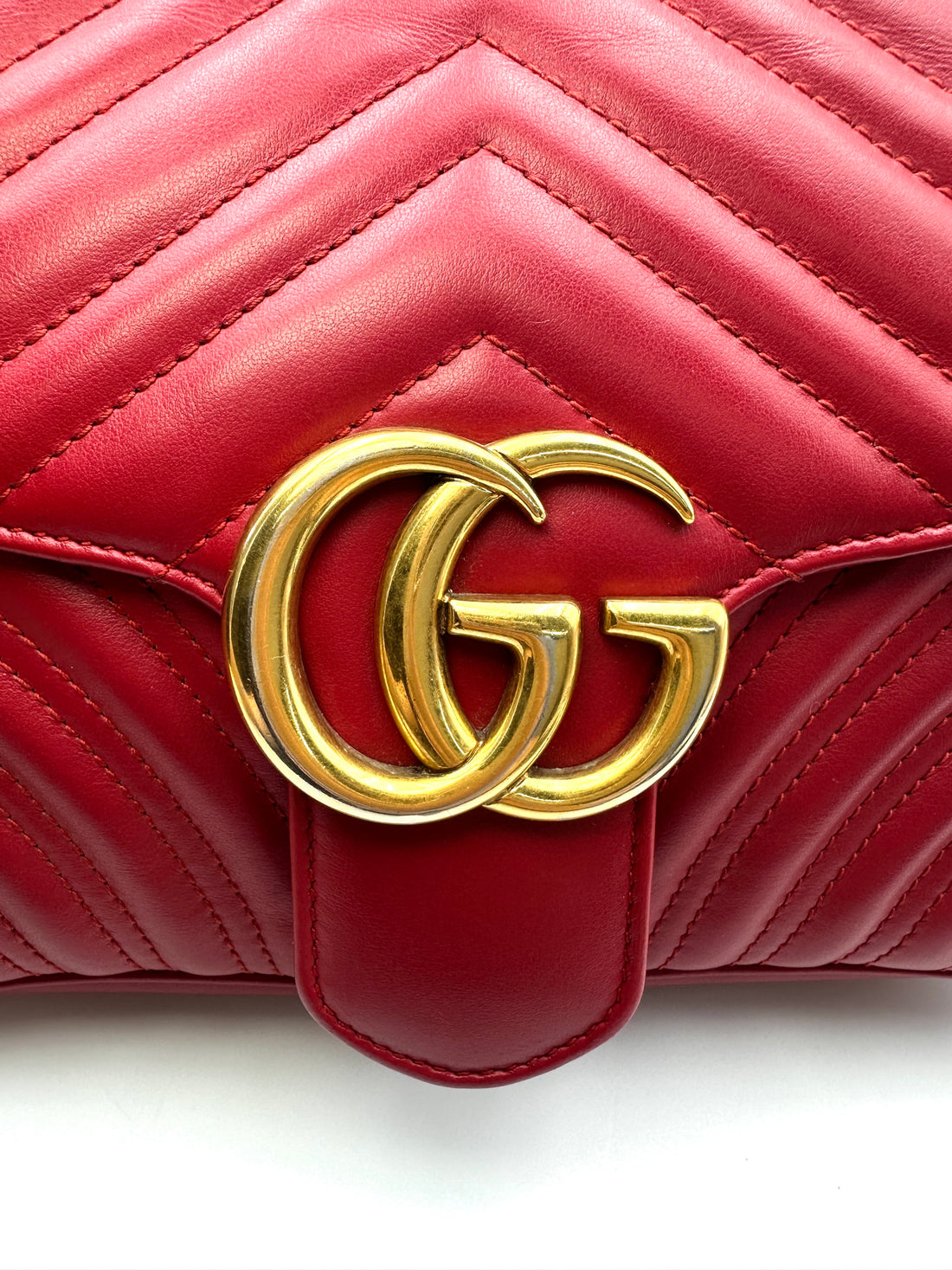 Gucci GG Marmont Red Matelasse Leather Shoulder Bag GG1103