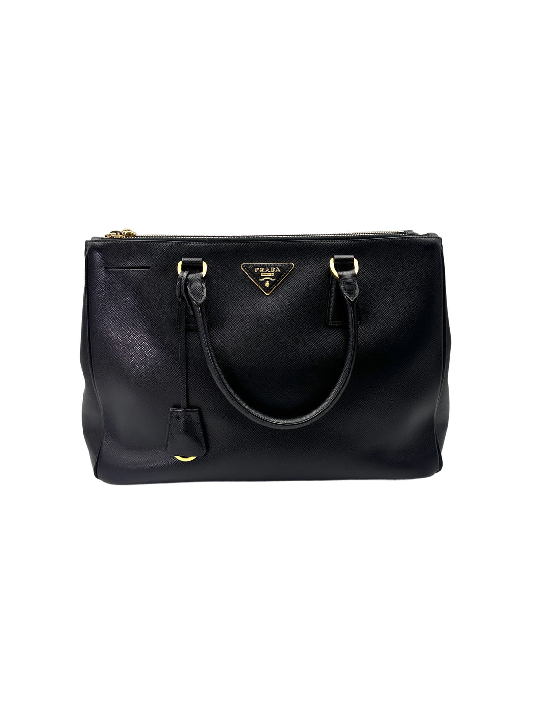 Prada Galleria Black Saffiano Leather Medium Size Handle Bag PR383