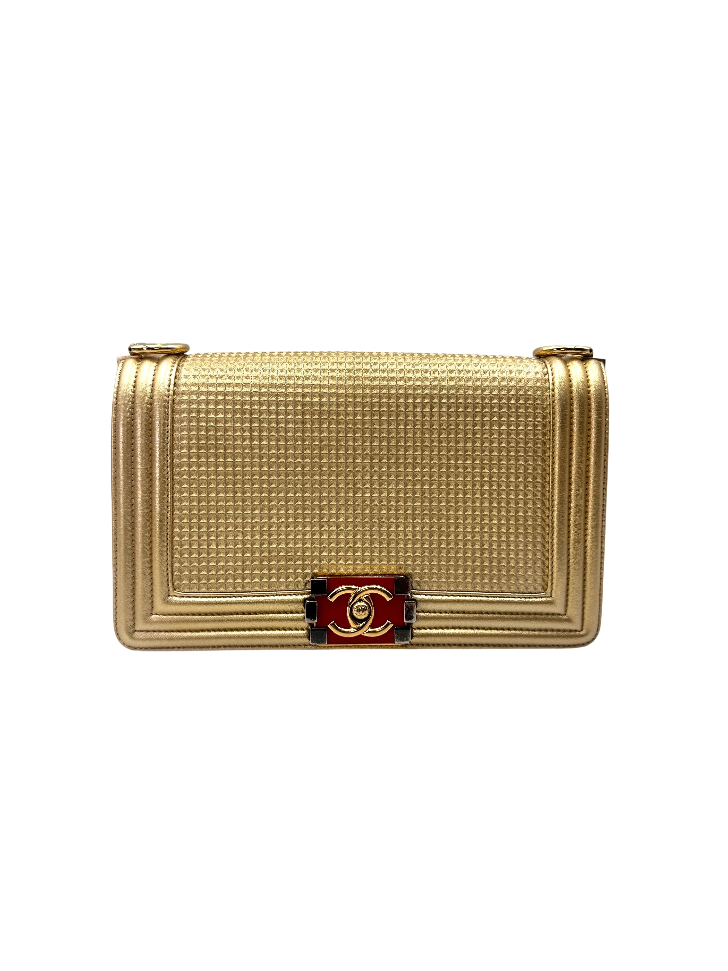 Chanel LeBoy Gold Perforated Embossed Flap Bag(18***58) CC2019