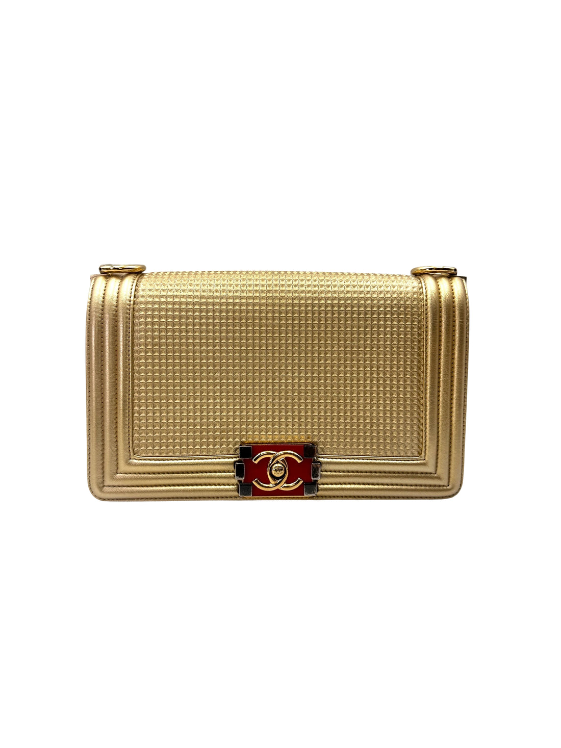 Chanel LeBoy Gold Perforated Embossed Flap Bag(18***58) CC2019