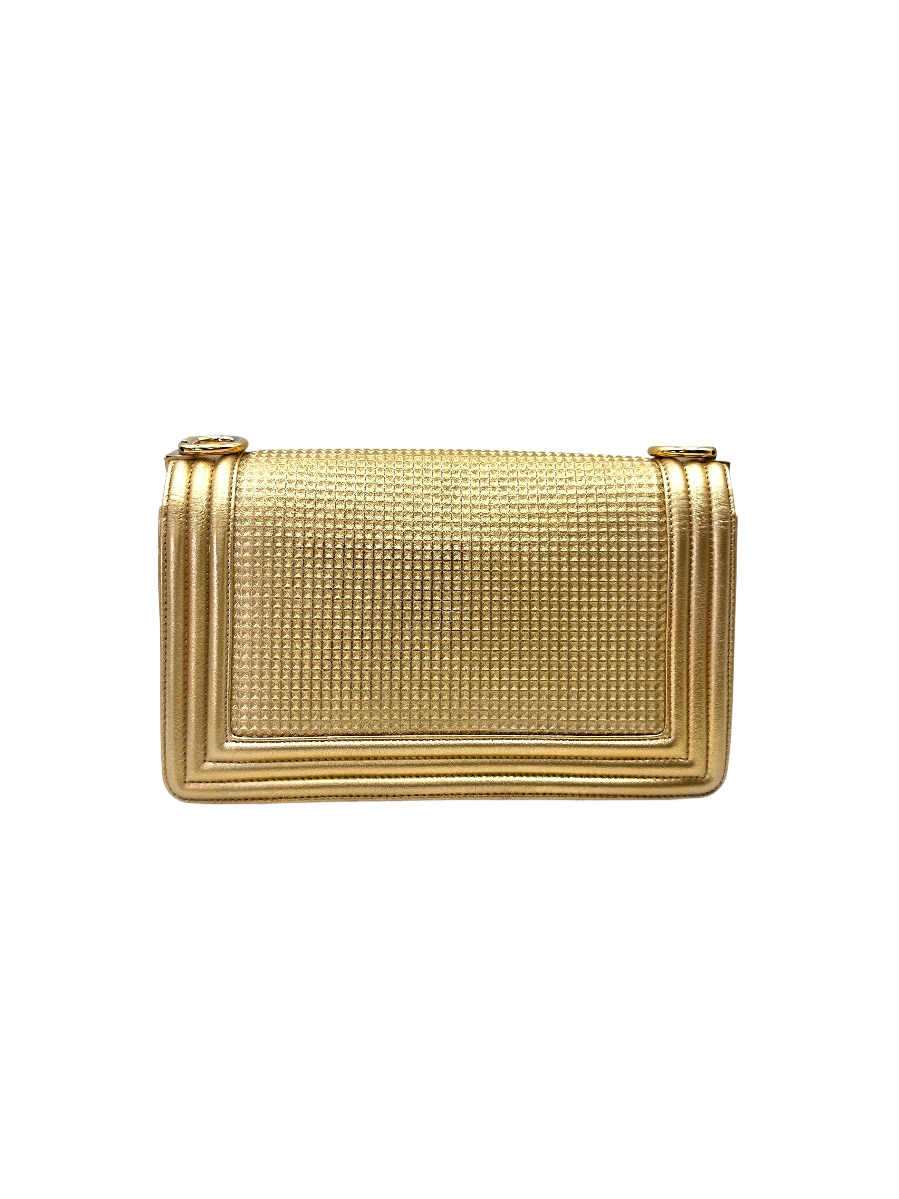 Chanel LeBoy Gold Perforated Embossed Flap Bag(18***58) CC2019