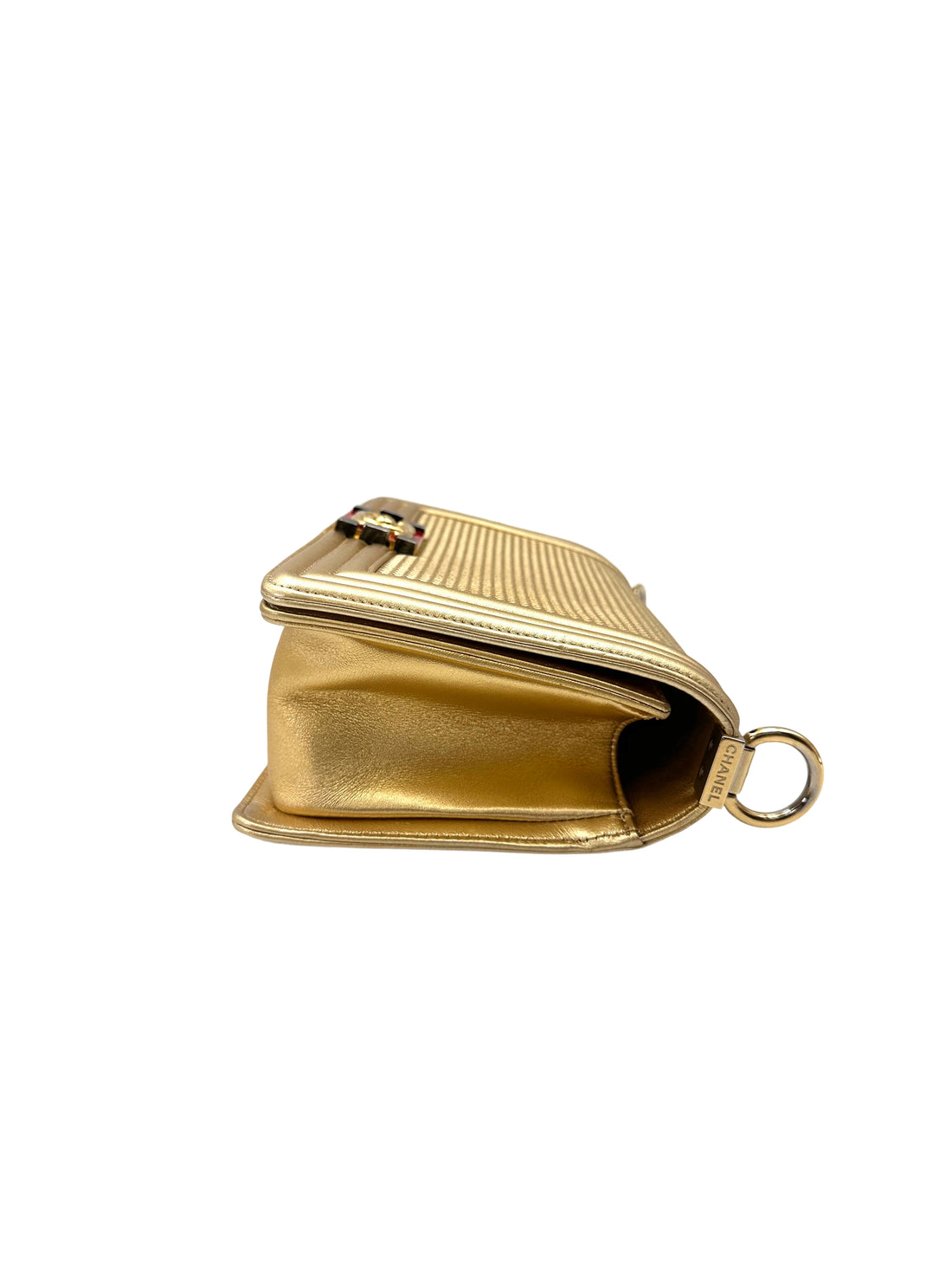 Chanel LeBoy Gold Perforated Embossed Flap Bag(18***58) CC2019