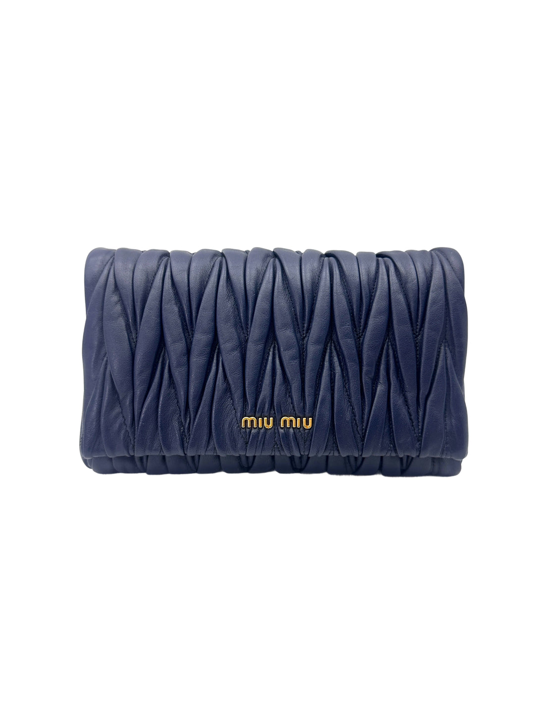 Miu Miu Navy Quilted Lambskin Wallet On Chain MM34-1
