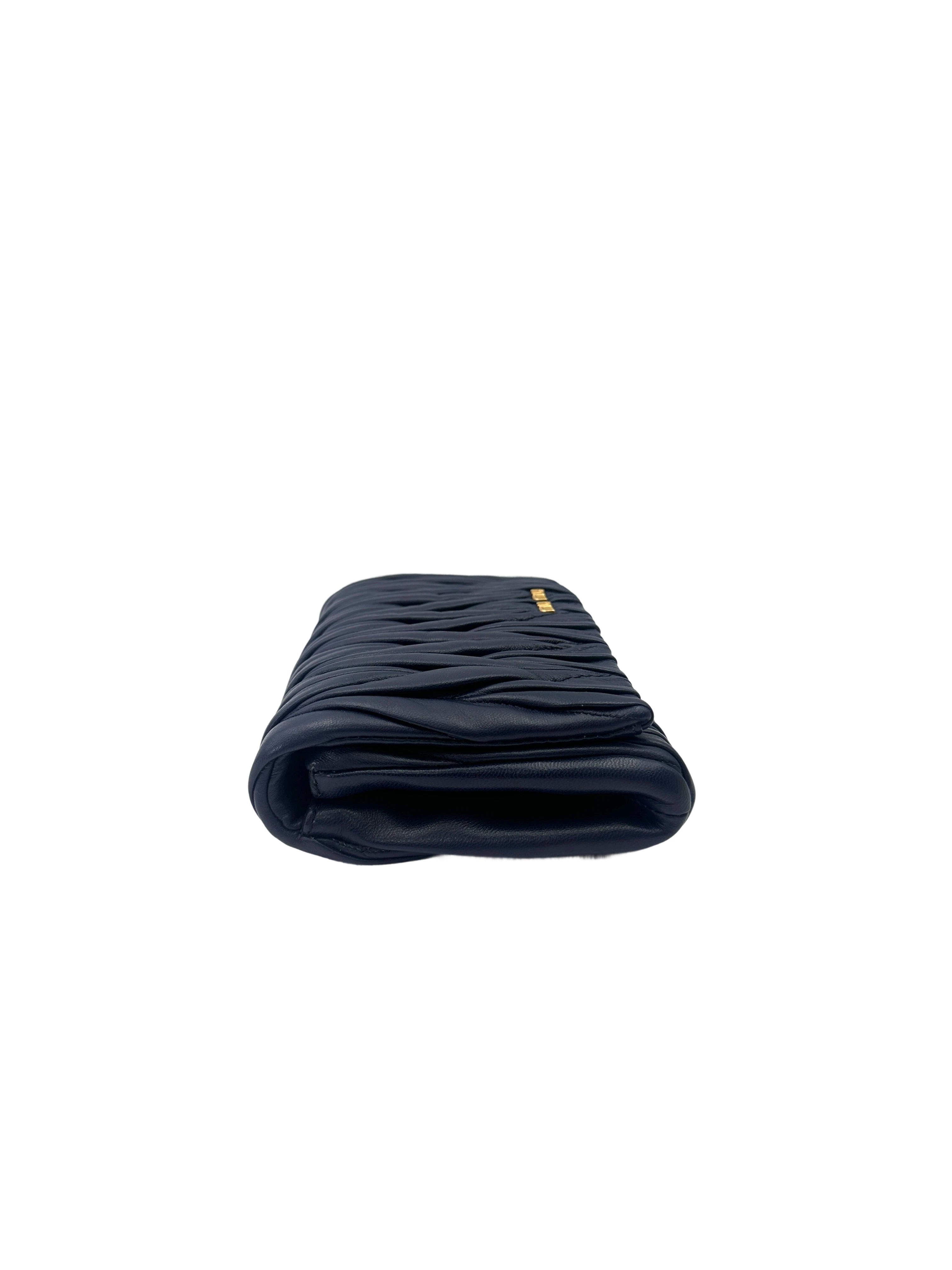 Miu Miu Navy Quilted Lambskin Wallet On Chain MM34-1