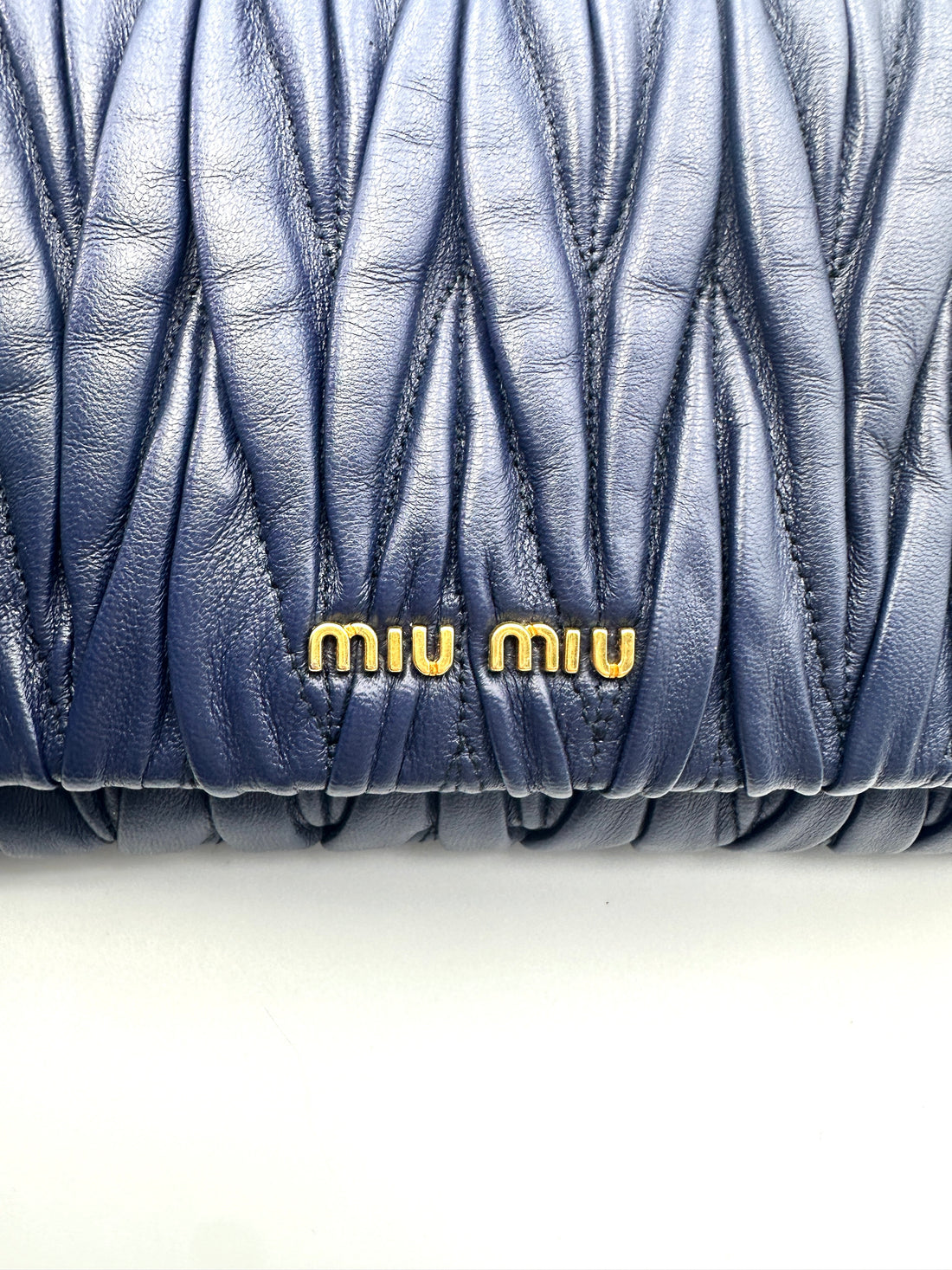 Miu Miu Navy Quilted Lambskin Wallet On Chain MM34-1