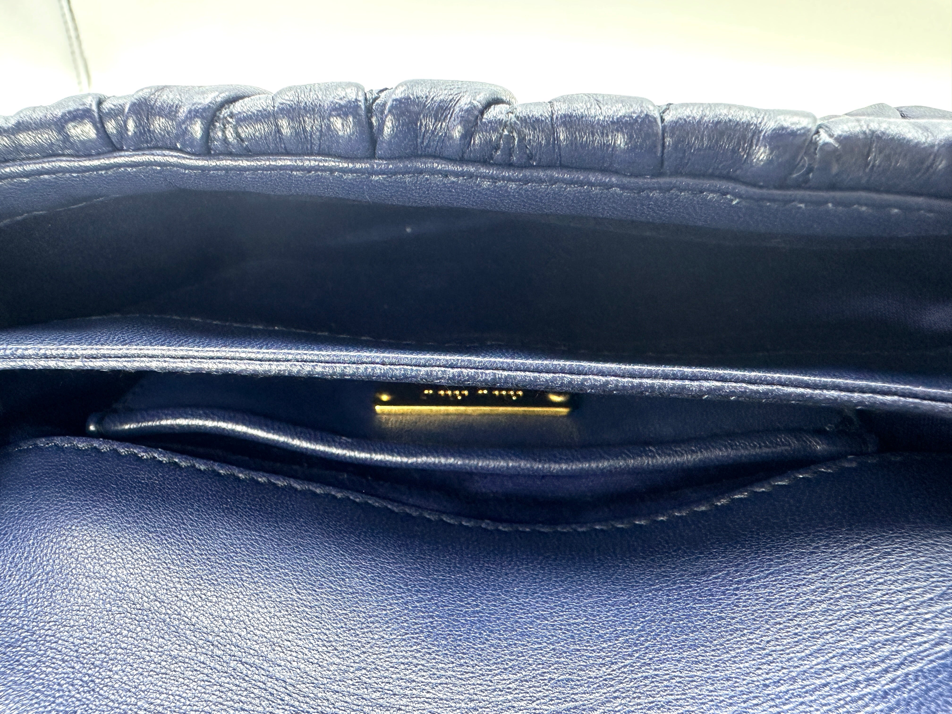 Miu Miu Navy Quilted Lambskin Wallet On Chain MM34-1
