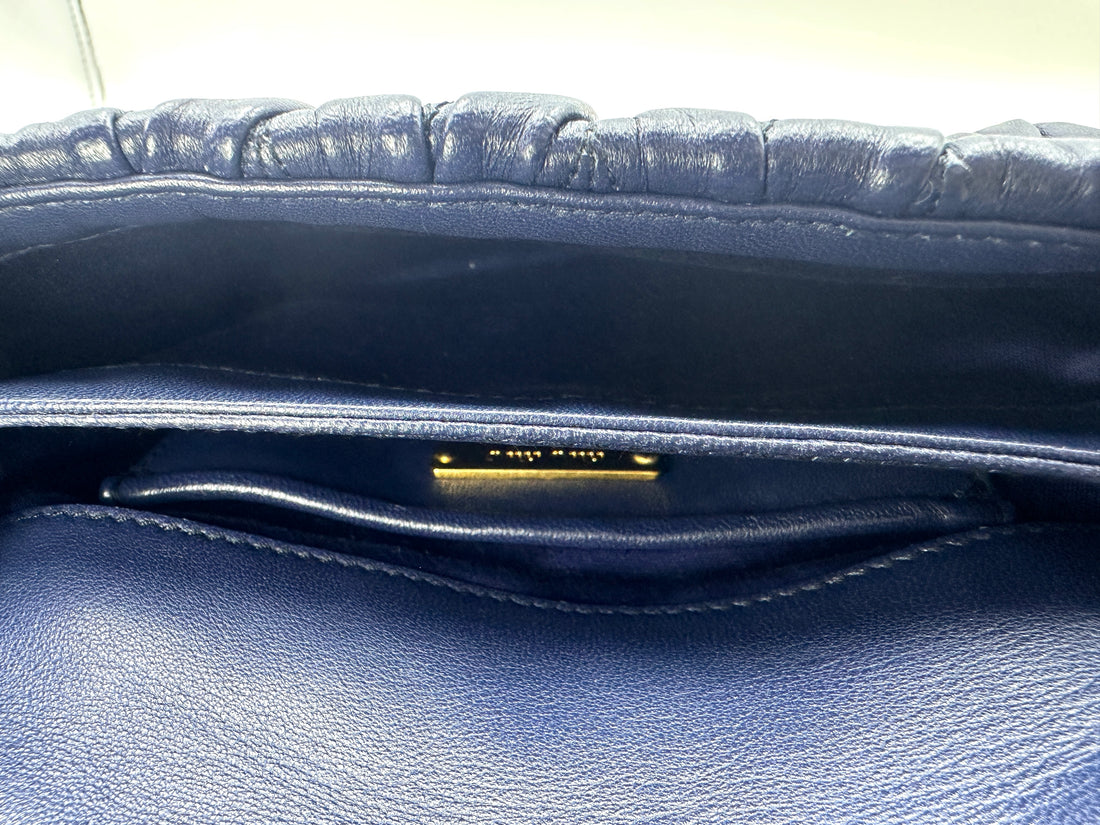 Miu Miu Navy Quilted Lambskin Wallet On Chain MM34-1