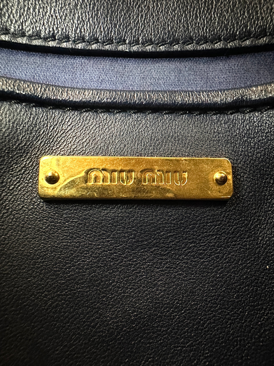 Miu Miu Navy Quilted Lambskin Wallet On Chain MM34-1