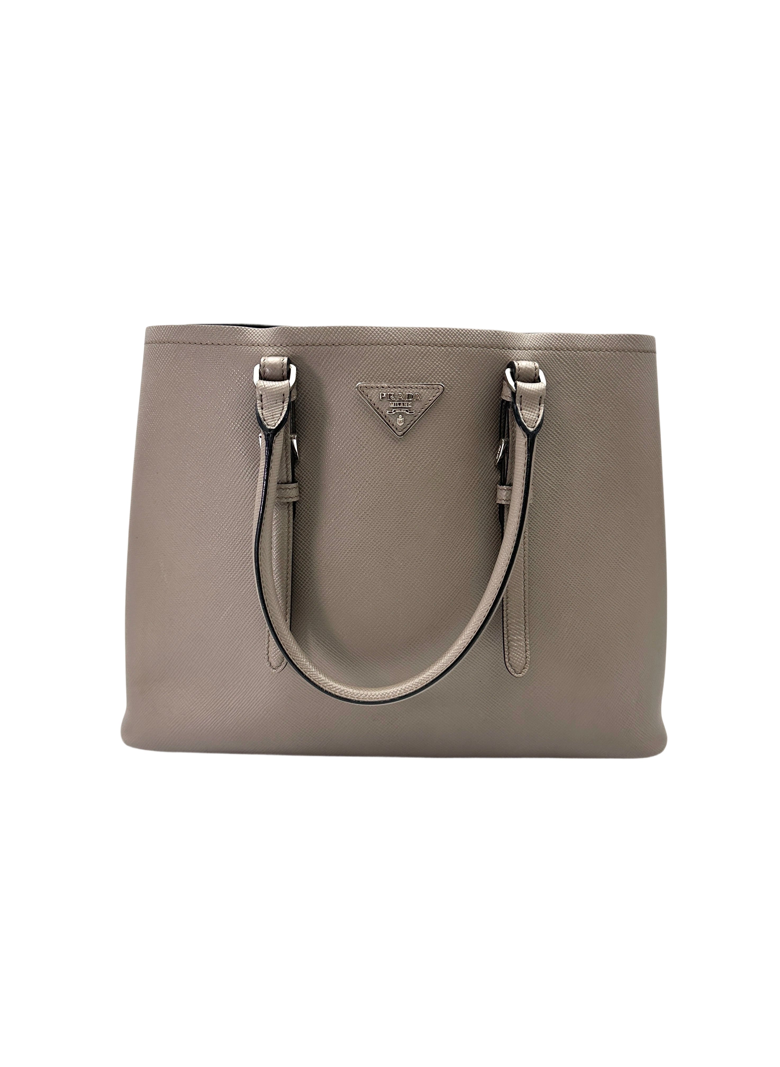 Prada Galleria Grey Saffiano Leather Handle Bag PR382