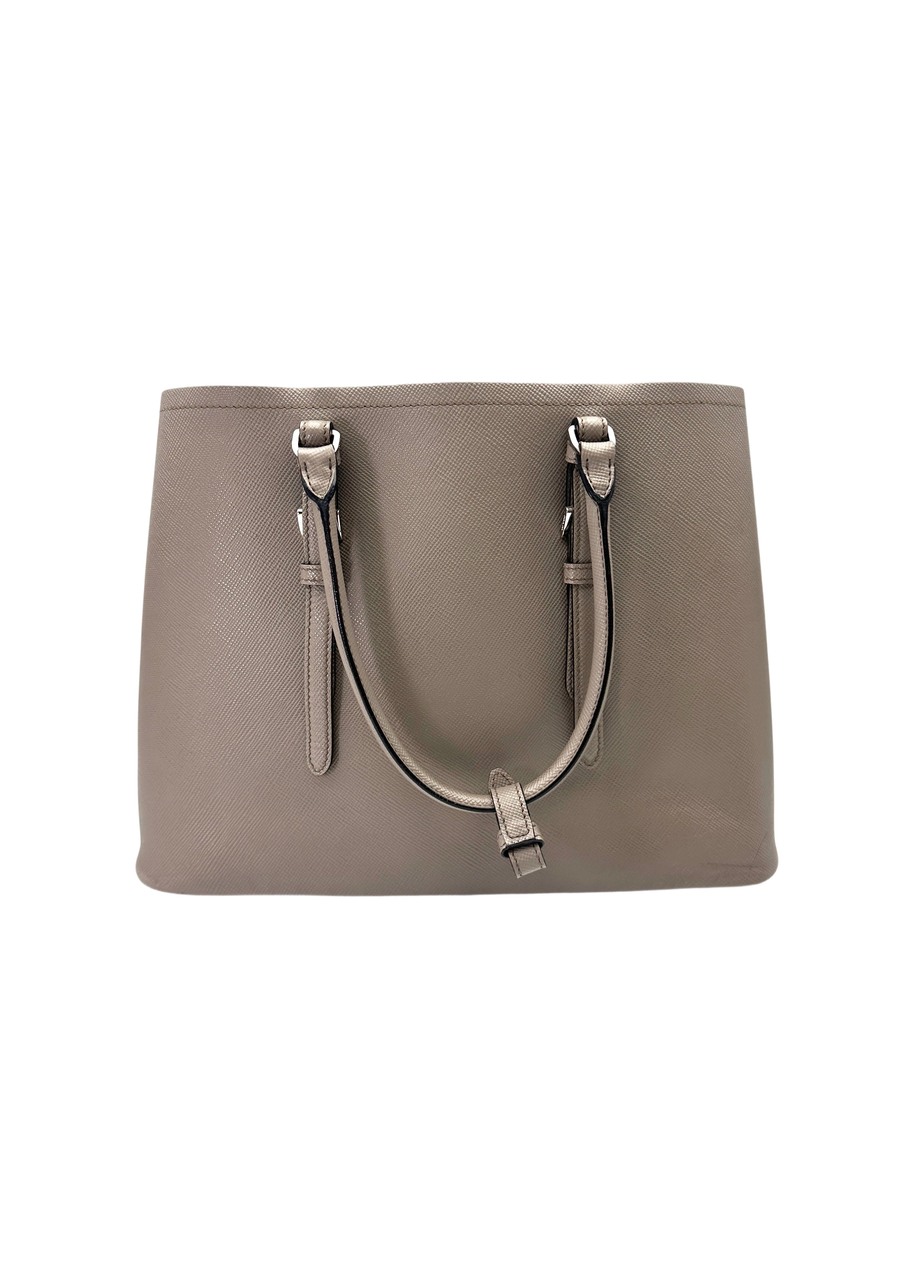 Prada Galleria Grey Saffiano Leather Handle Bag PR382