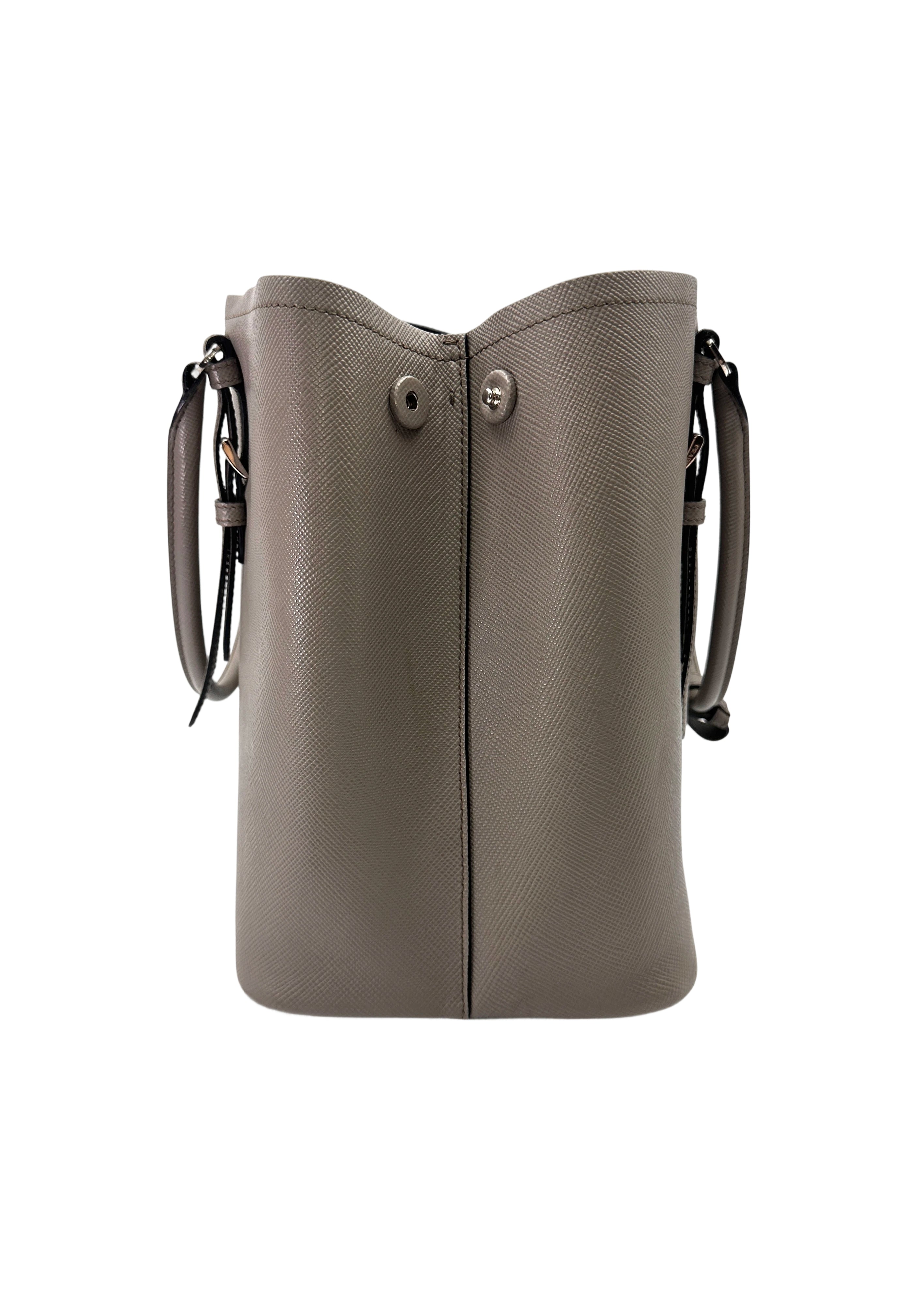 Prada Galleria Grey Saffiano Leather Handle Bag PR382