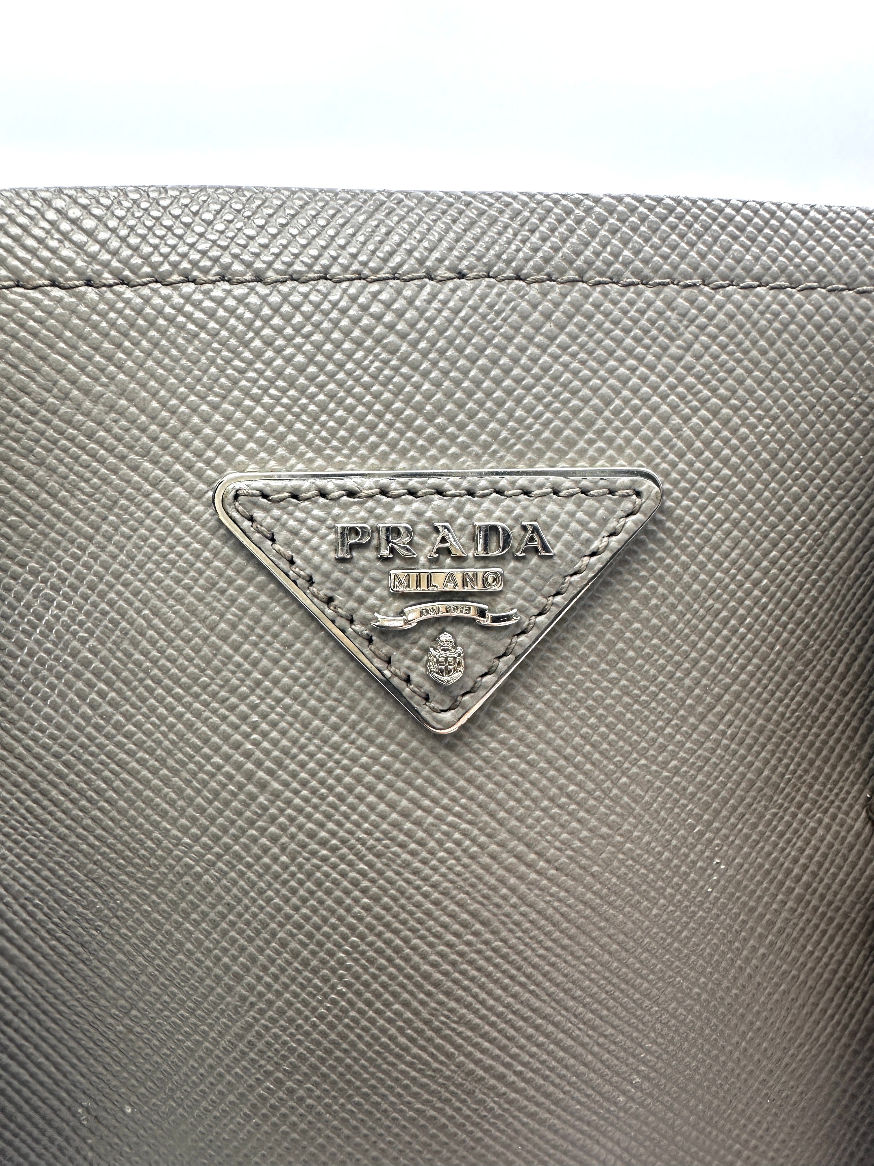 Prada Galleria Grey Saffiano Leather Handle Bag PR382