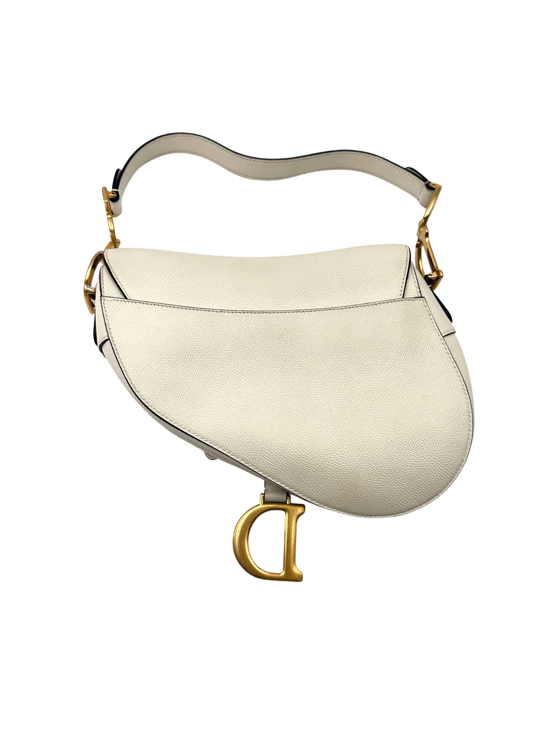 Christian Dior White Leather Medium Size Saddle Bag DR748