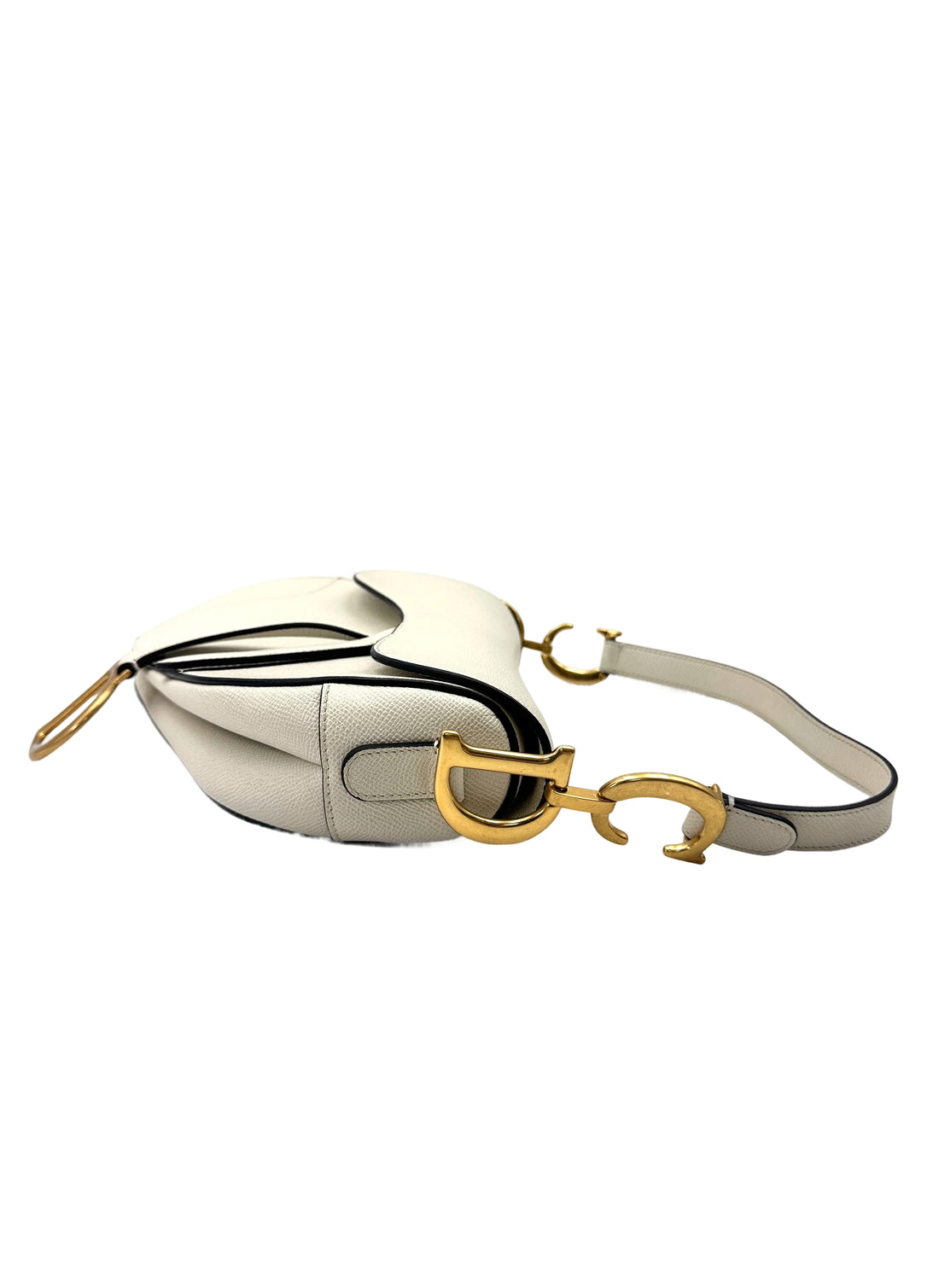 Christian Dior White Leather Medium Size Saddle Bag DR748