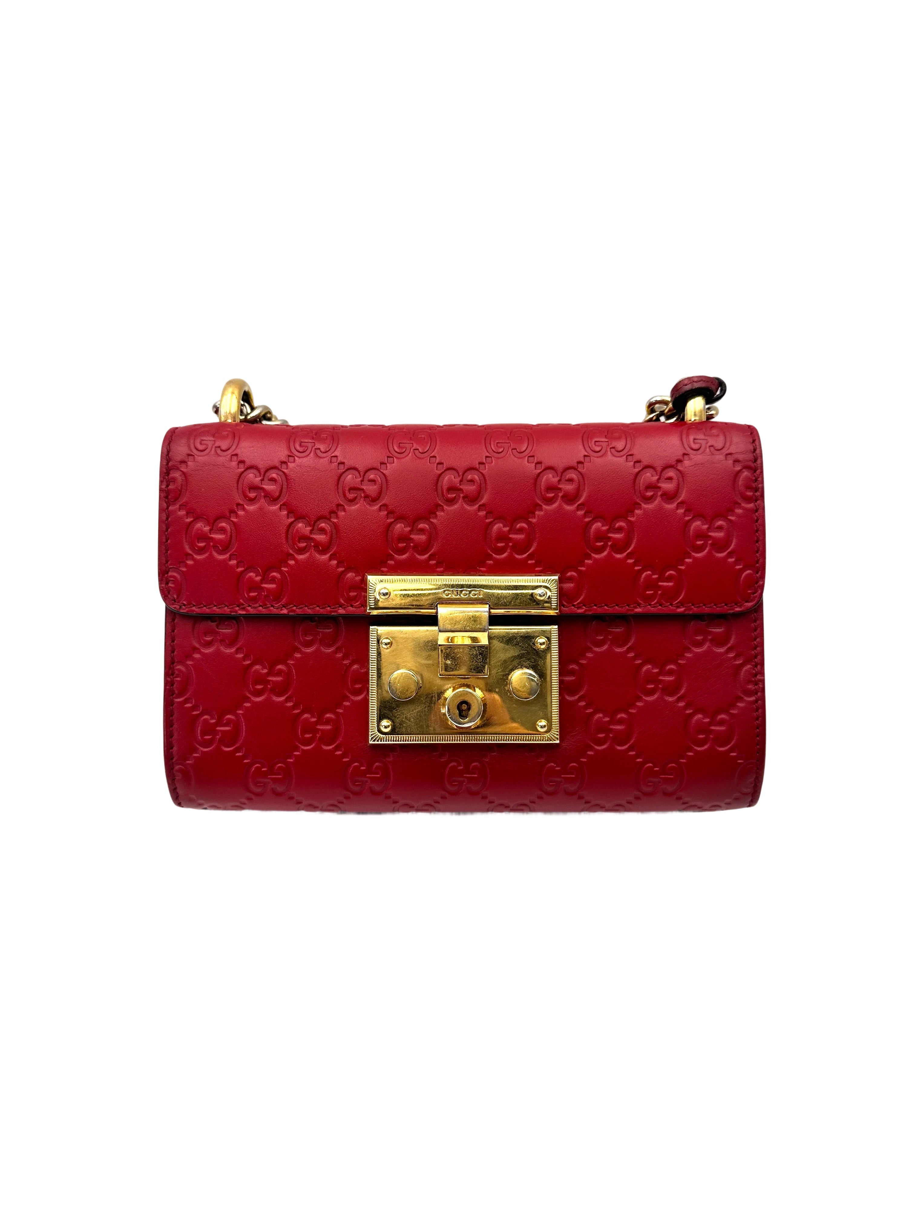 Gucci Padlock Red Guccissima Leather Shoulder Bag GG1106