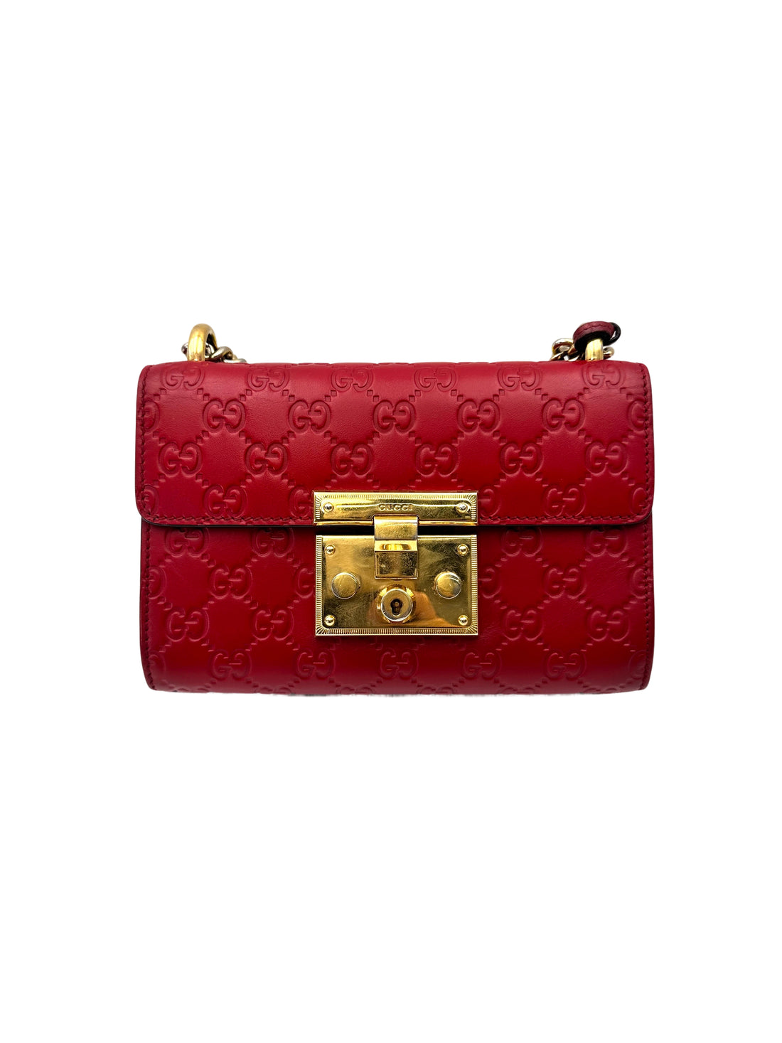 Gucci Padlock Red Guccissima Leather Shoulder Bag GG1106