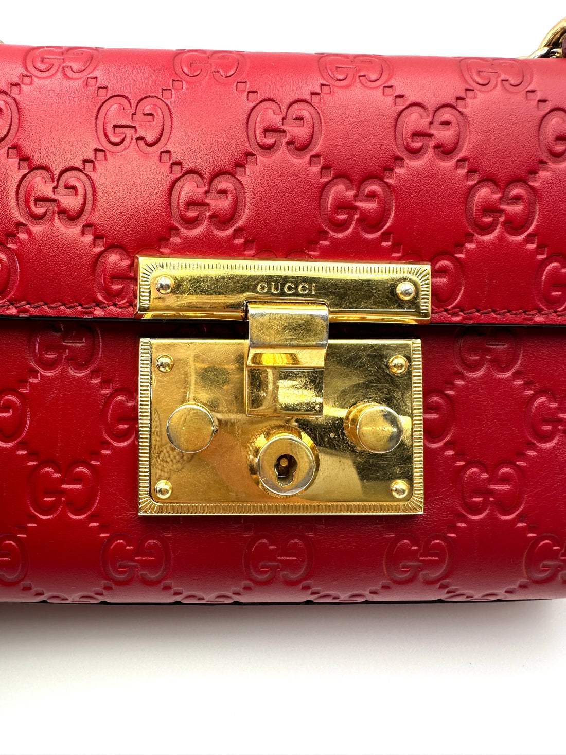 Gucci Padlock Red Guccissima Leather Shoulder Bag GG1106