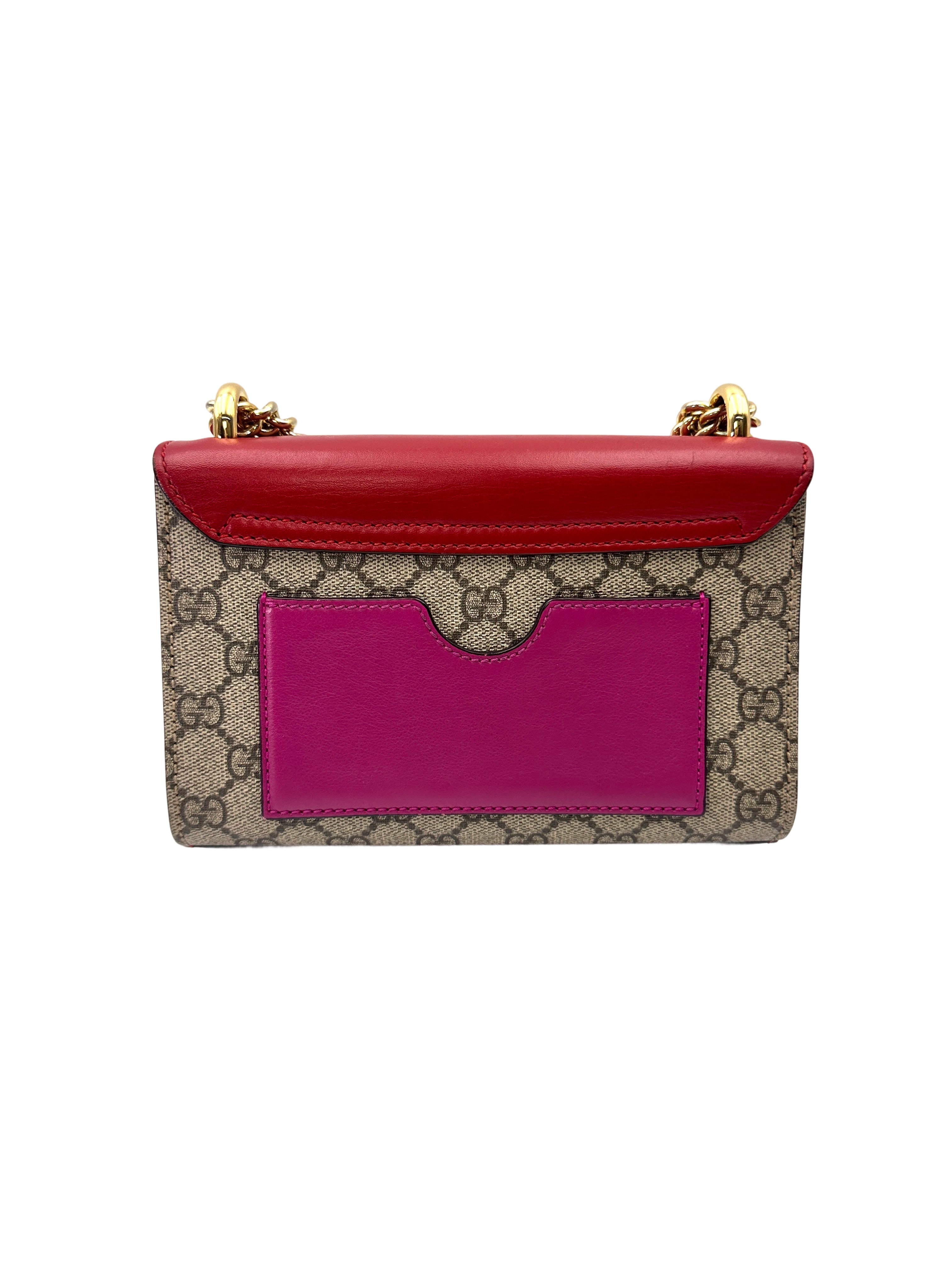 Gucci Padlock GG Canvas & Red Leather Handle Shoulder Bag GG1109