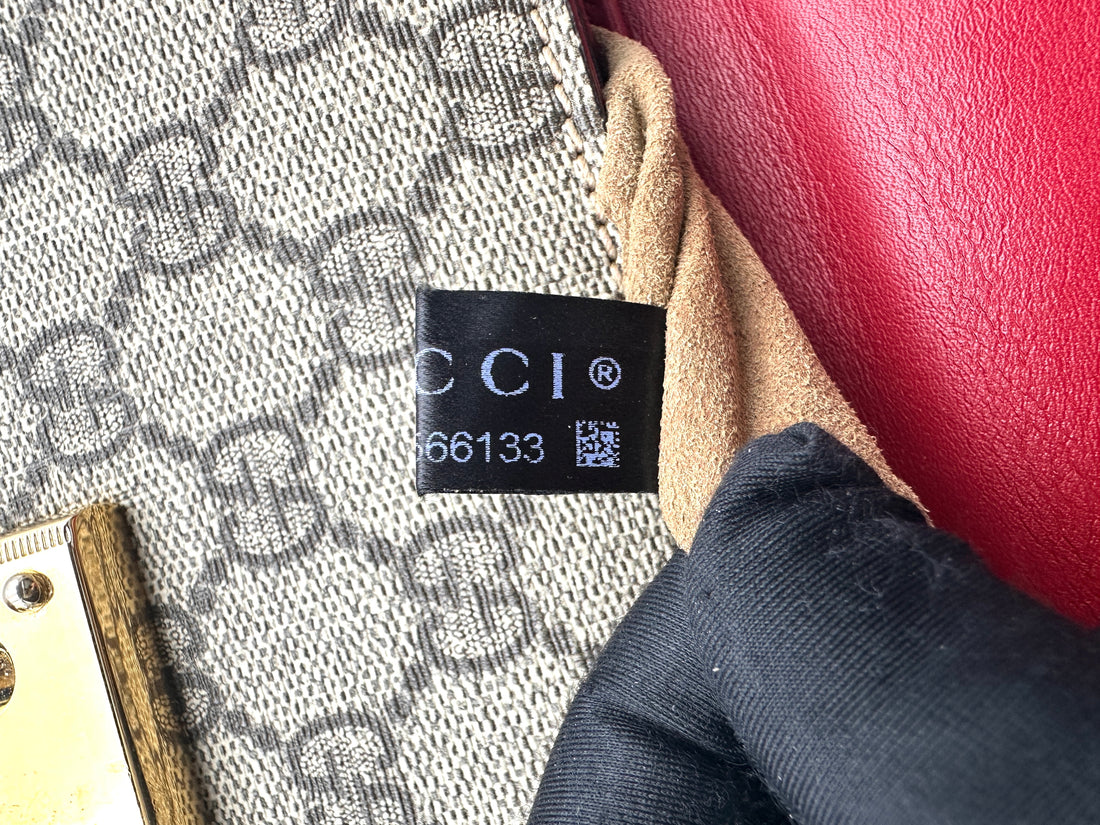 Gucci Padlock GG Canvas & Red Leather Handle Shoulder Bag GG1109