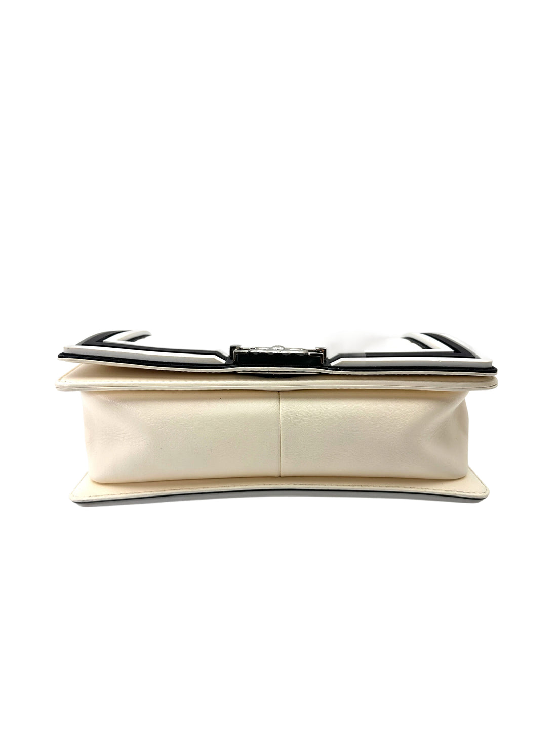 Chanel LeBoy Black/White Quilted Leather Flap Bag With Silver Buckle(24***79)CC2022