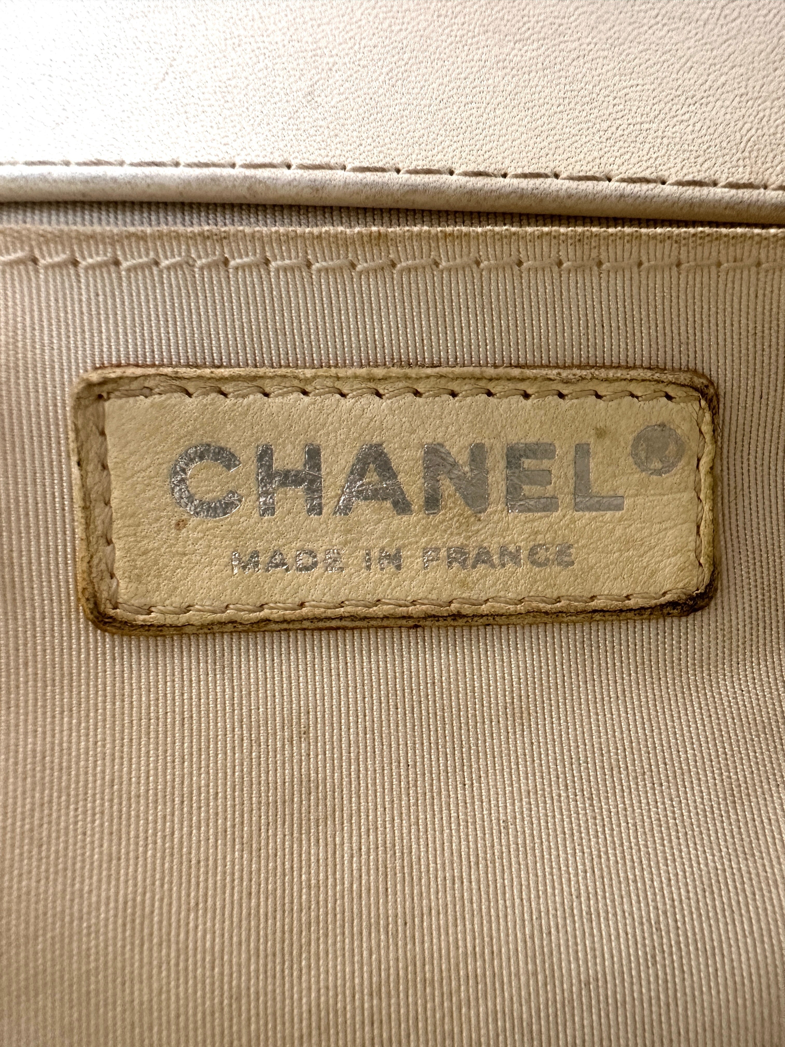 Chanel LeBoy Black/White Quilted Leather Flap Bag With Silver Buckle(24***79)CC2022