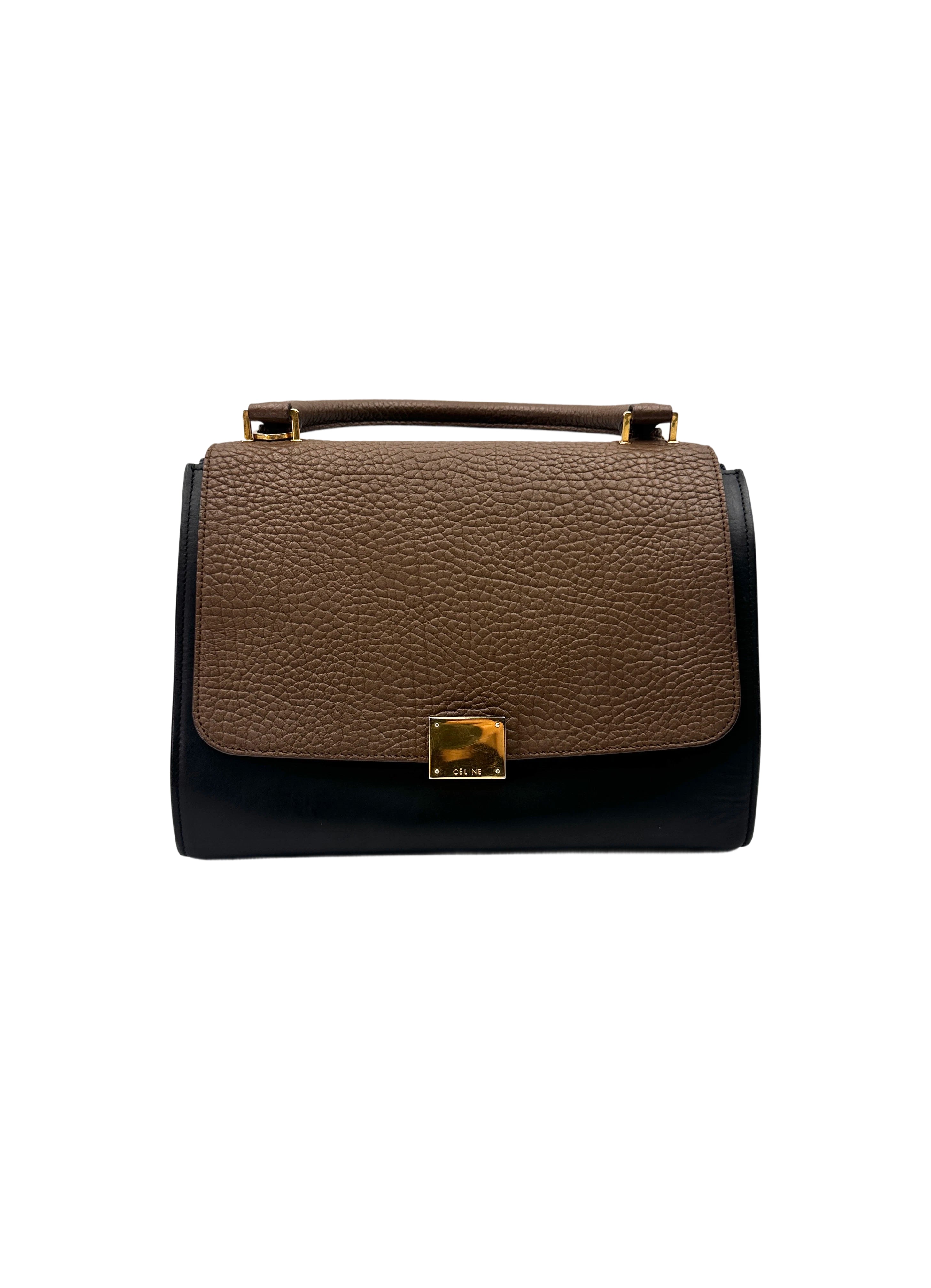 Celine Trapeze Brown/Blue Leather Handle Bag CE162