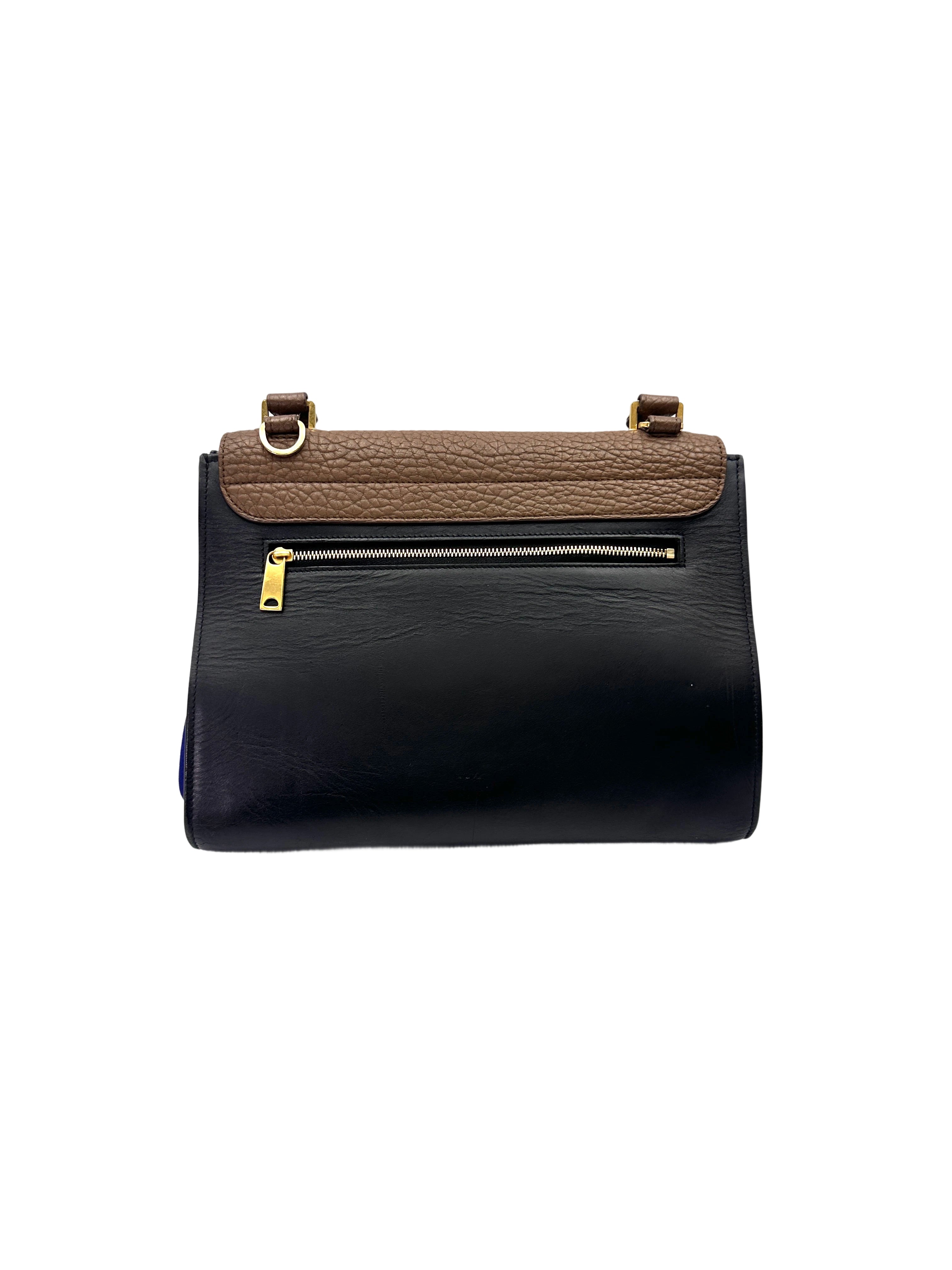 Celine Trapeze Brown/Blue Leather Handle Bag CE162