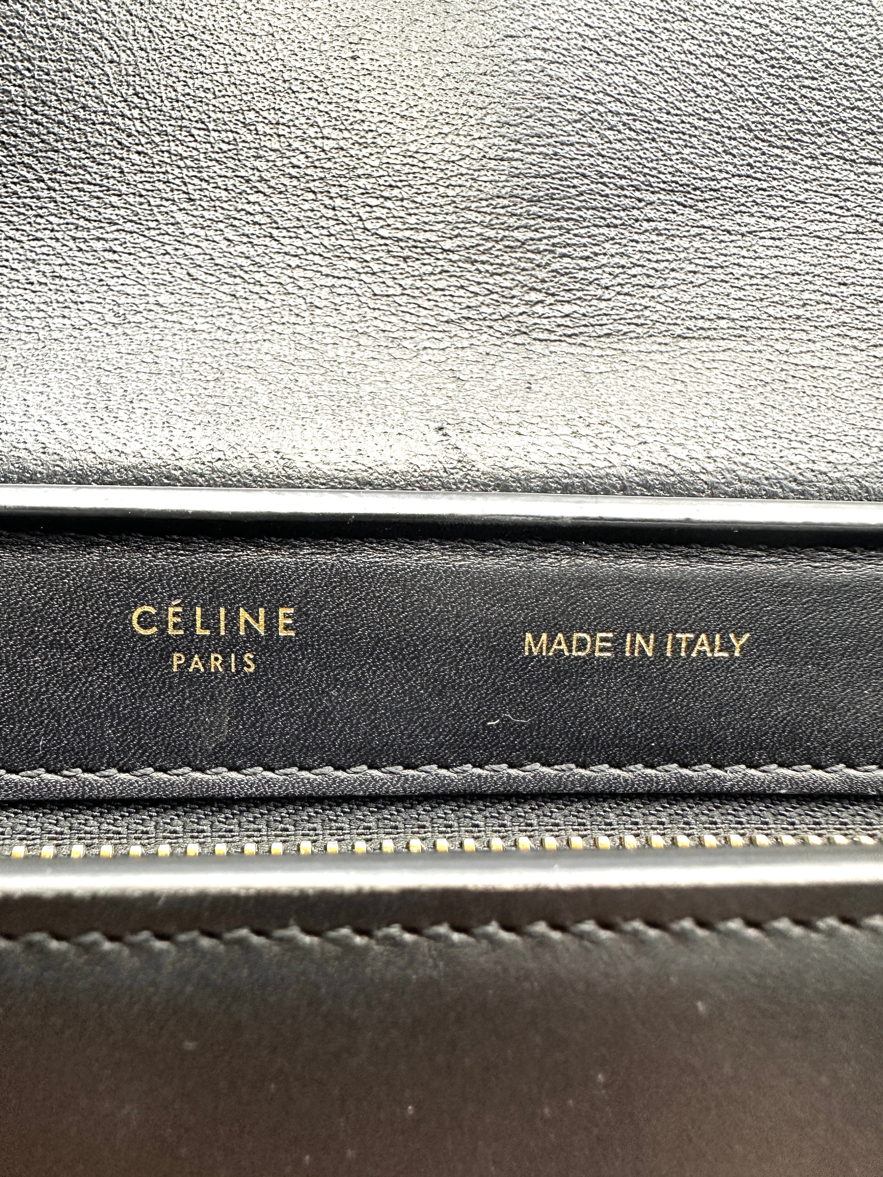 Celine Trapeze Brown/Blue Leather Handle Bag CE162