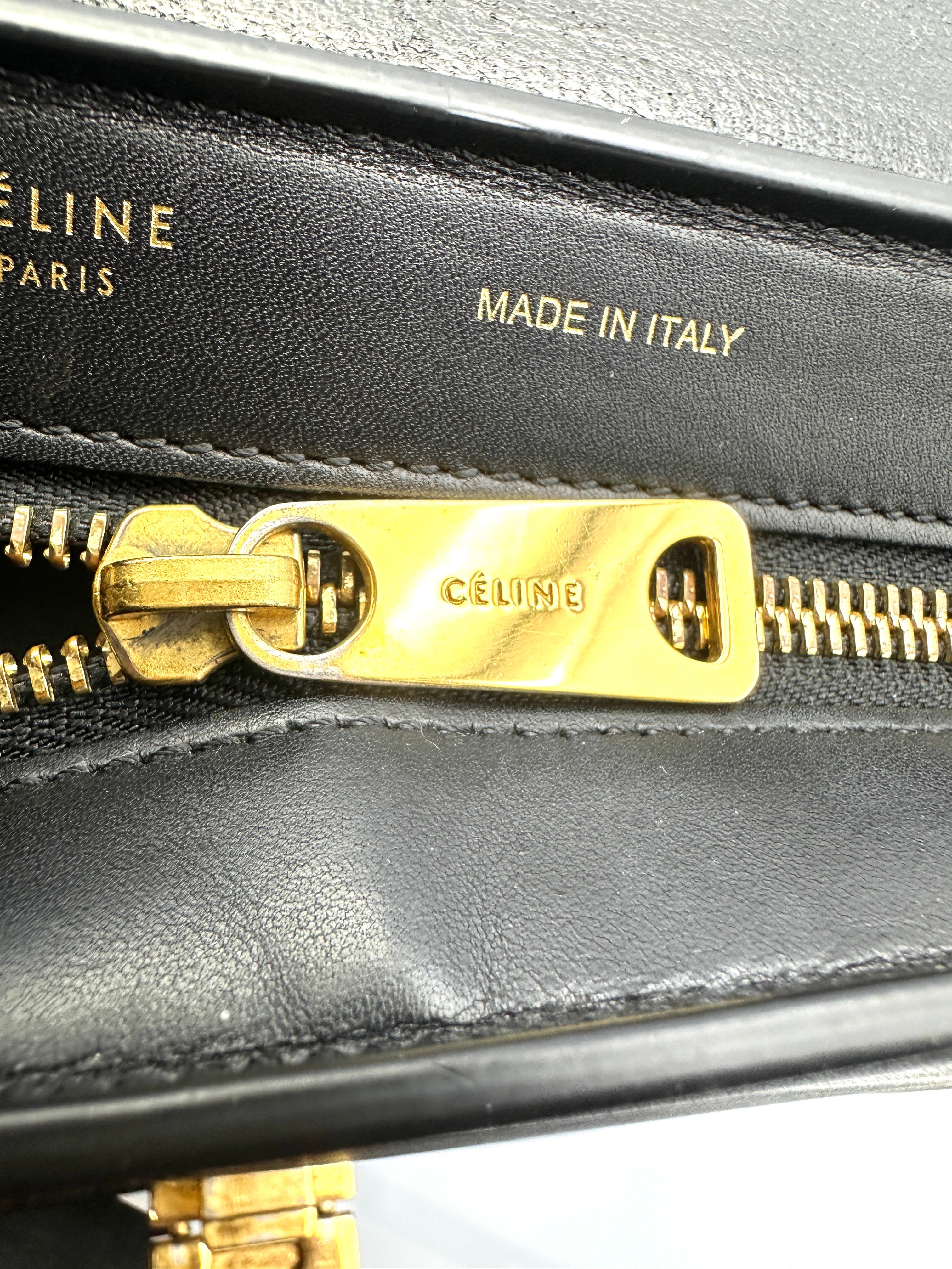 Celine Trapeze Brown/Blue Leather Handle Bag CE162