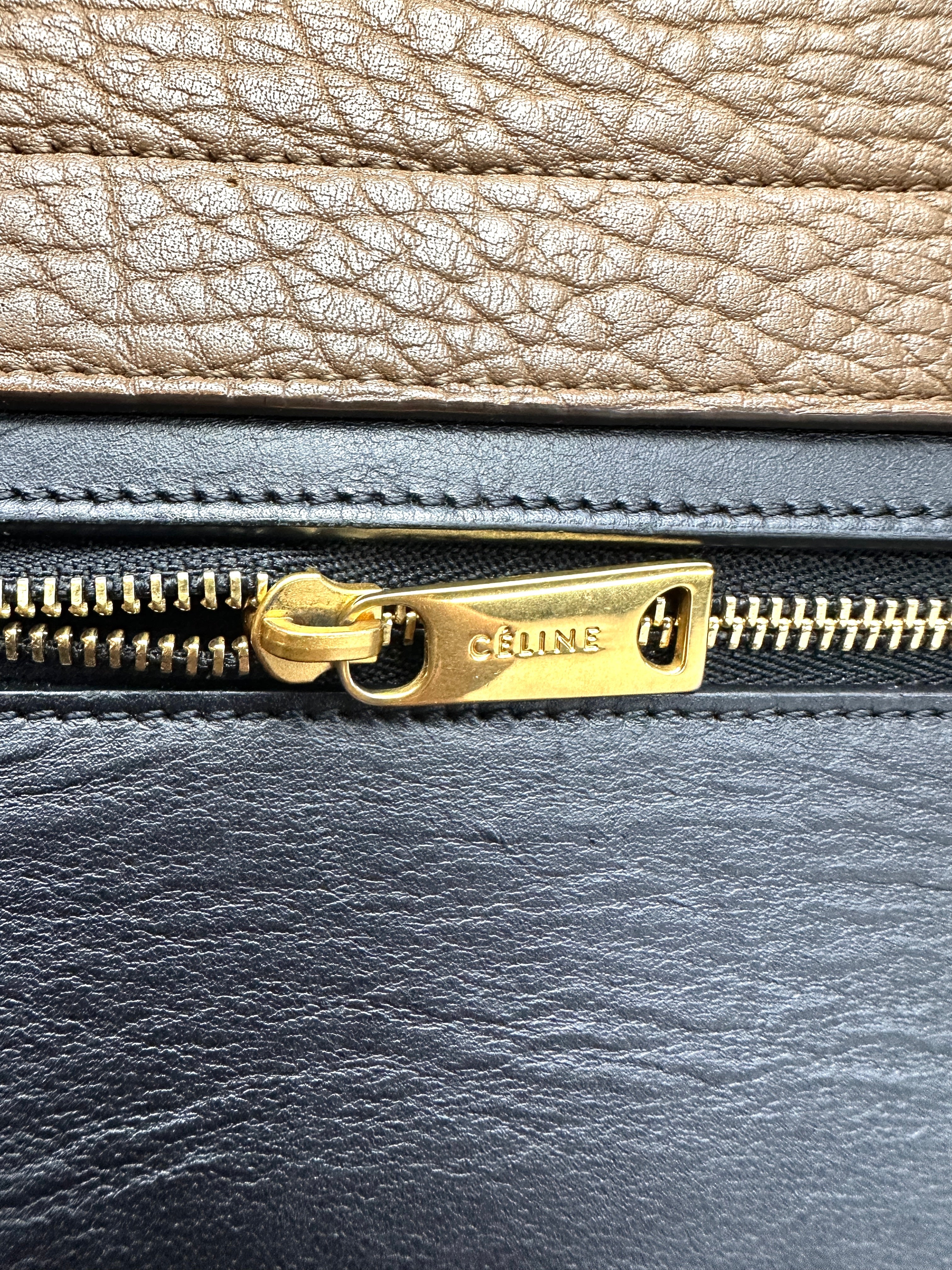 Celine Trapeze Brown/Blue Leather Handle Bag CE162