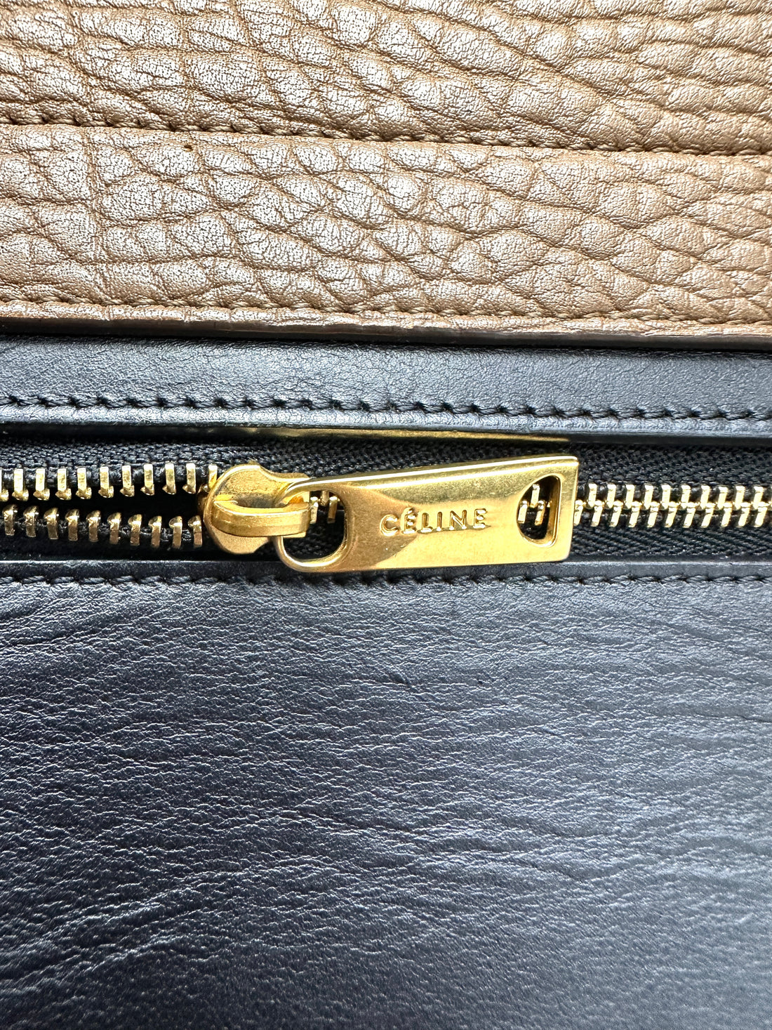 Celine Trapeze Brown/Blue Leather Handle Bag CE162