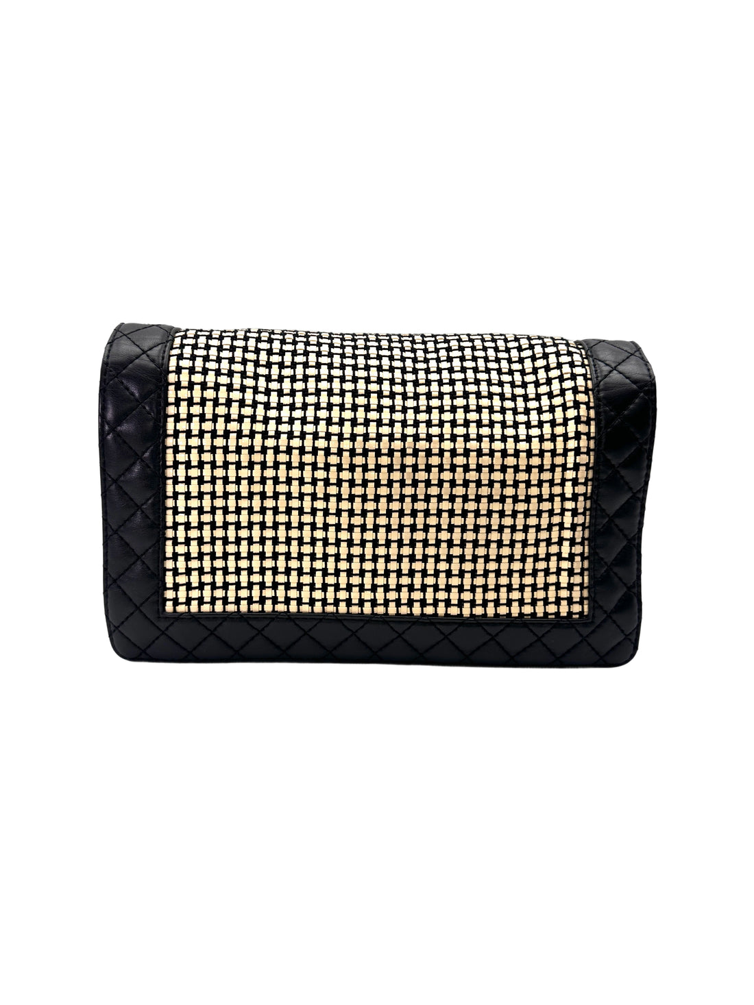 Chanel LeBoy Black Woven Leather Flap Bag With Silver Buckle(19***53)CC2018