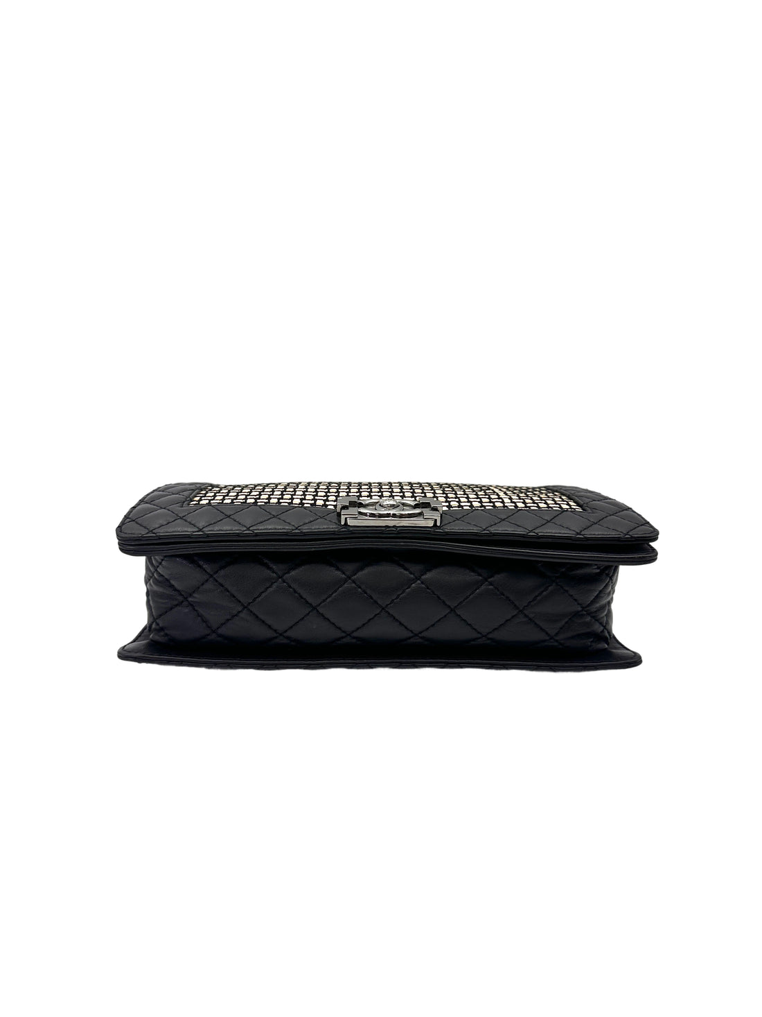 Chanel LeBoy Black Woven Leather Flap Bag With Silver Buckle(19***53)CC2018