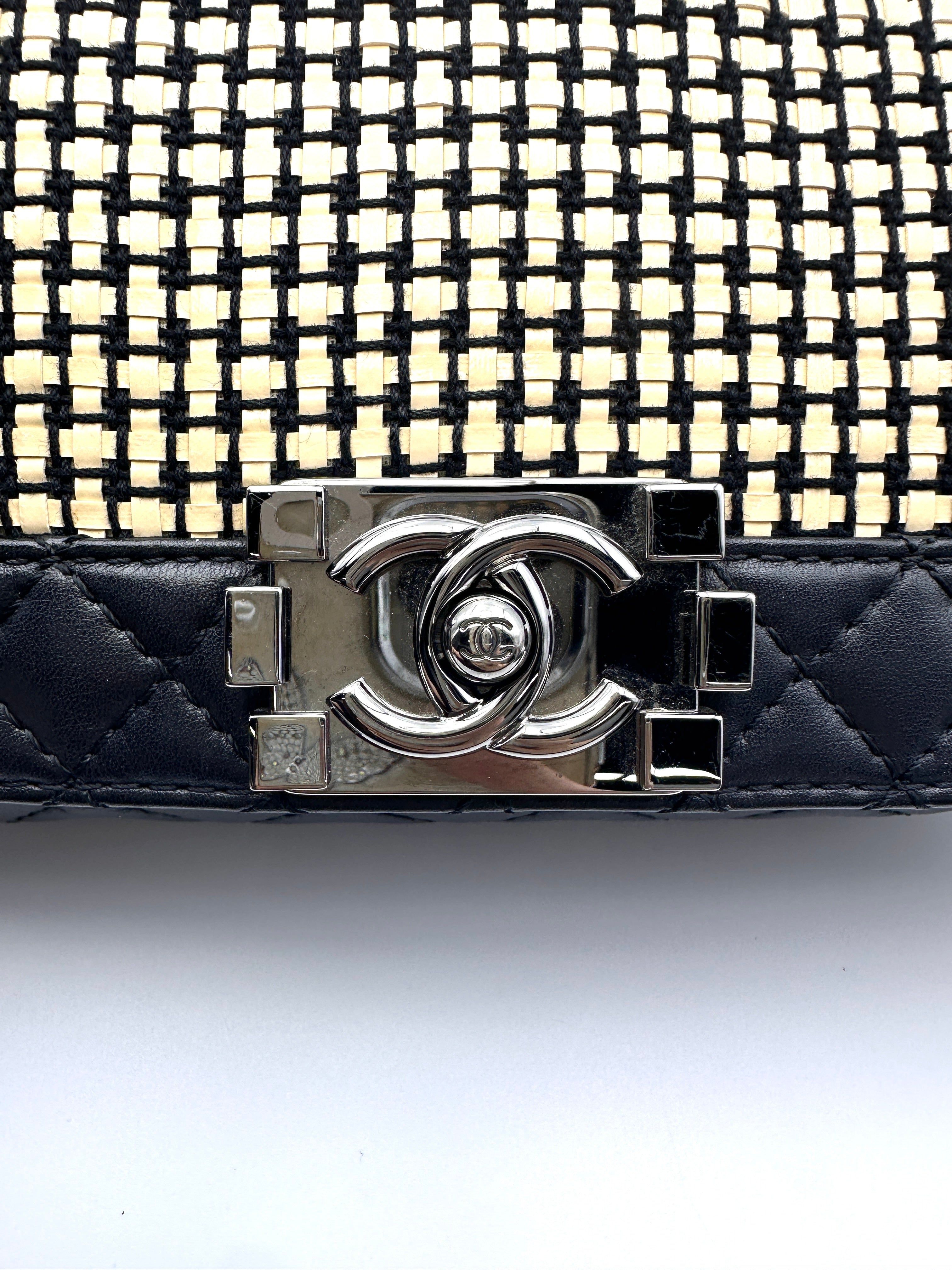 Chanel LeBoy Black Woven Leather Flap Bag With Silver Buckle(19***53)CC2018