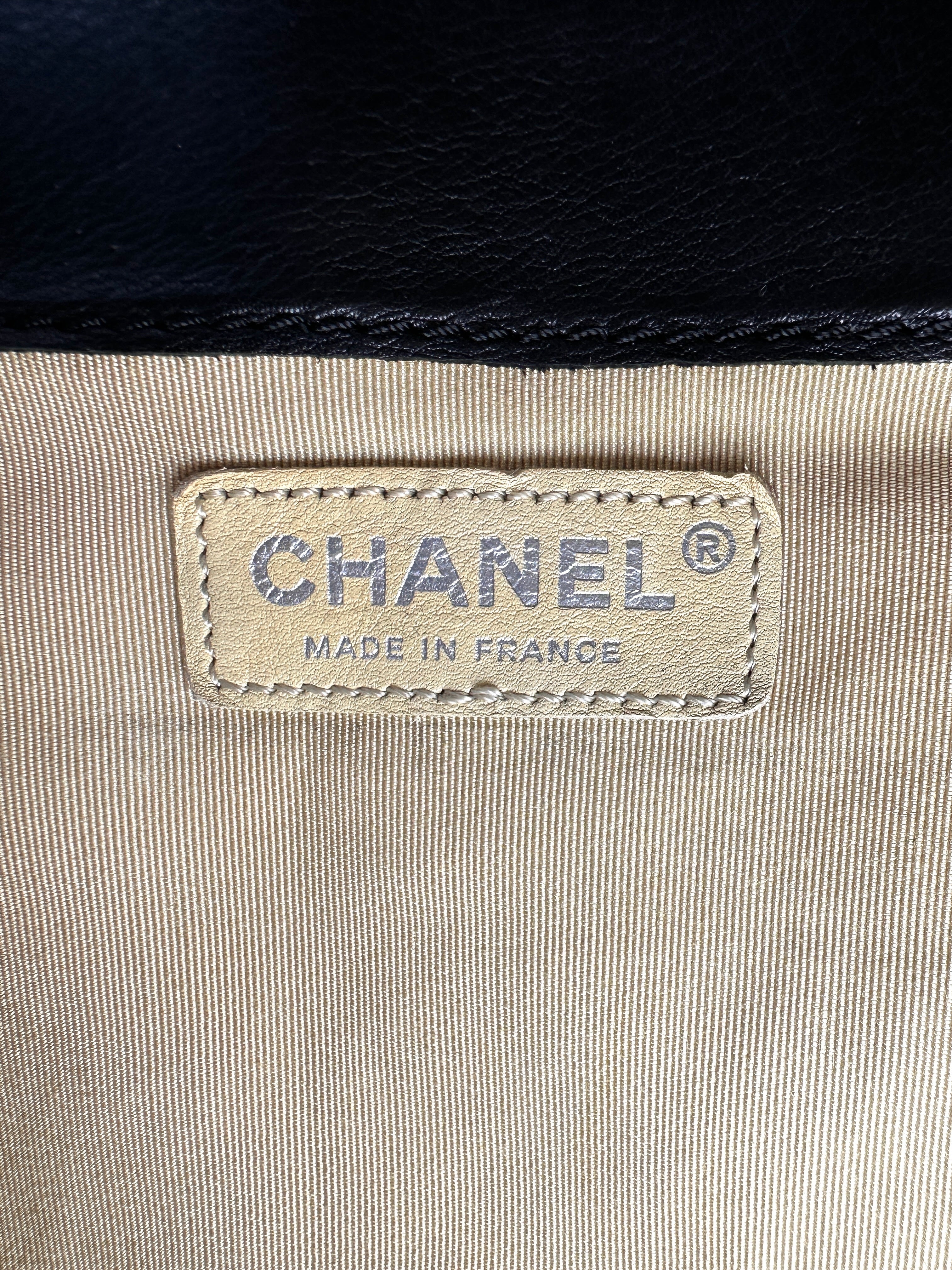 Chanel LeBoy Black Woven Leather Flap Bag With Silver Buckle(19***53)CC2018