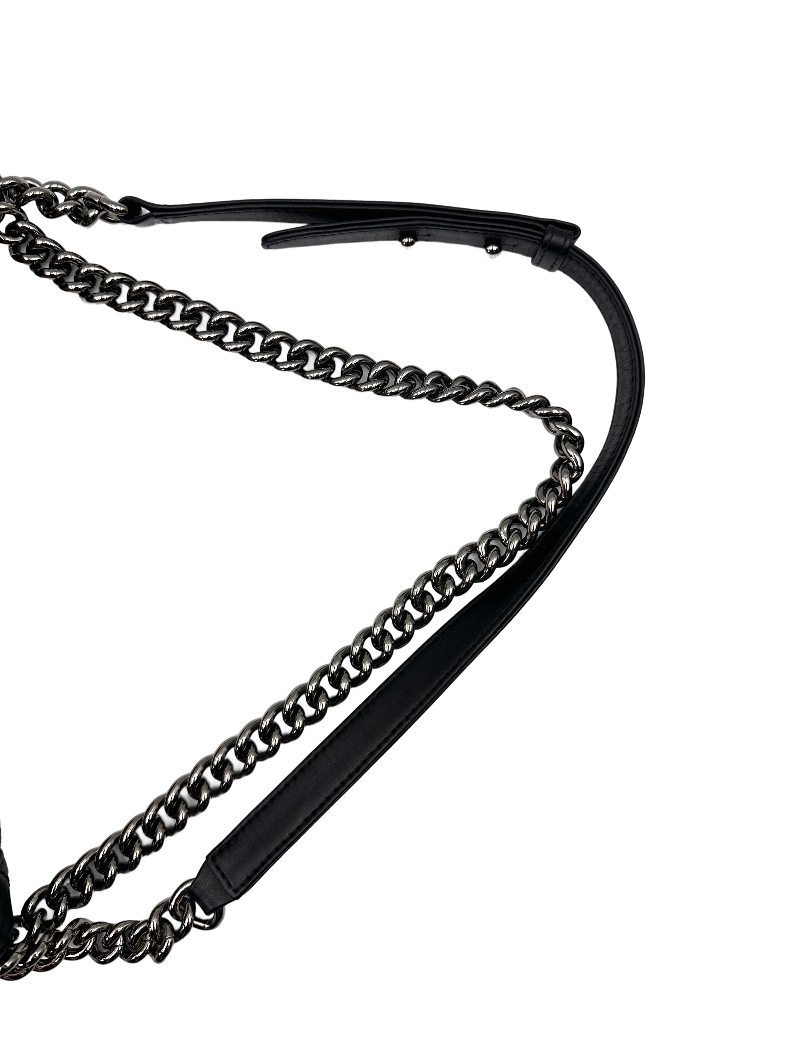 Chanel LeBoy Black Woven Leather Flap Bag With Silver Buckle(19***53)CC2018