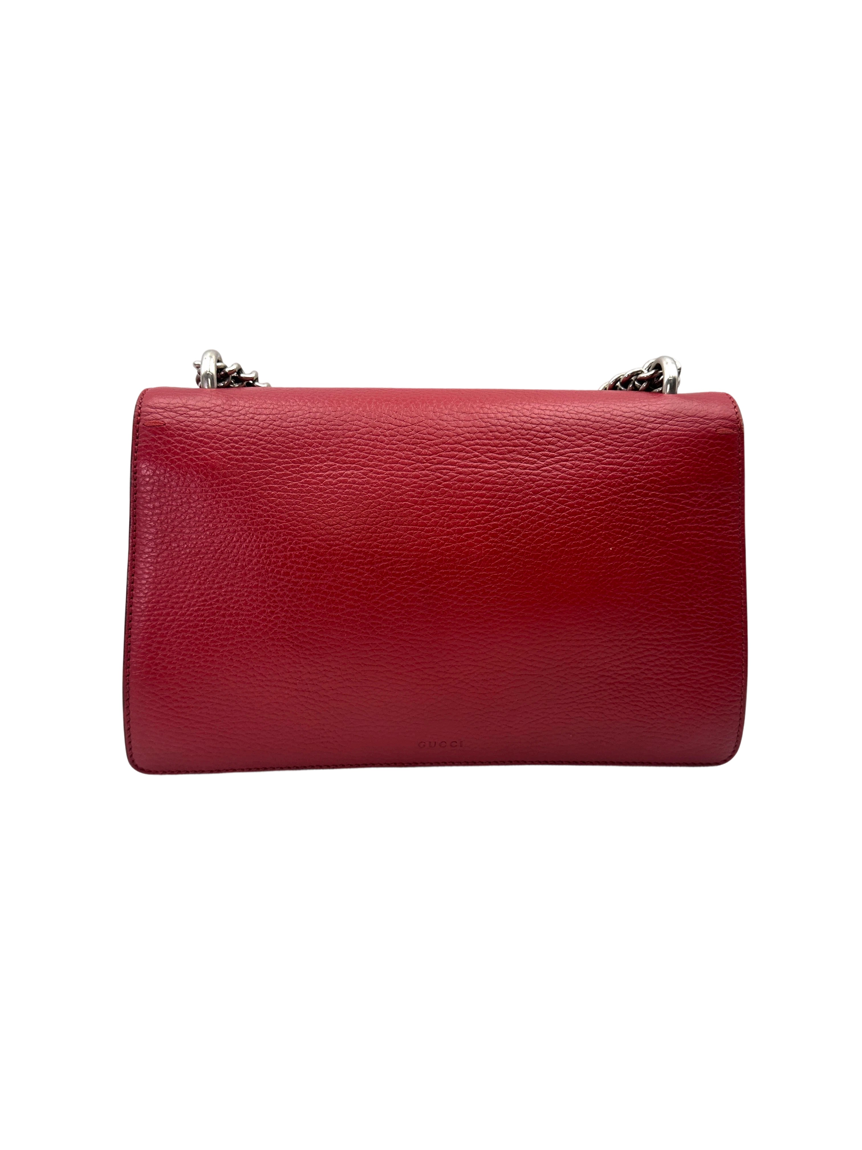 Gucci Dionysus Red Leather Medium Size Shoulder Bag GG1101