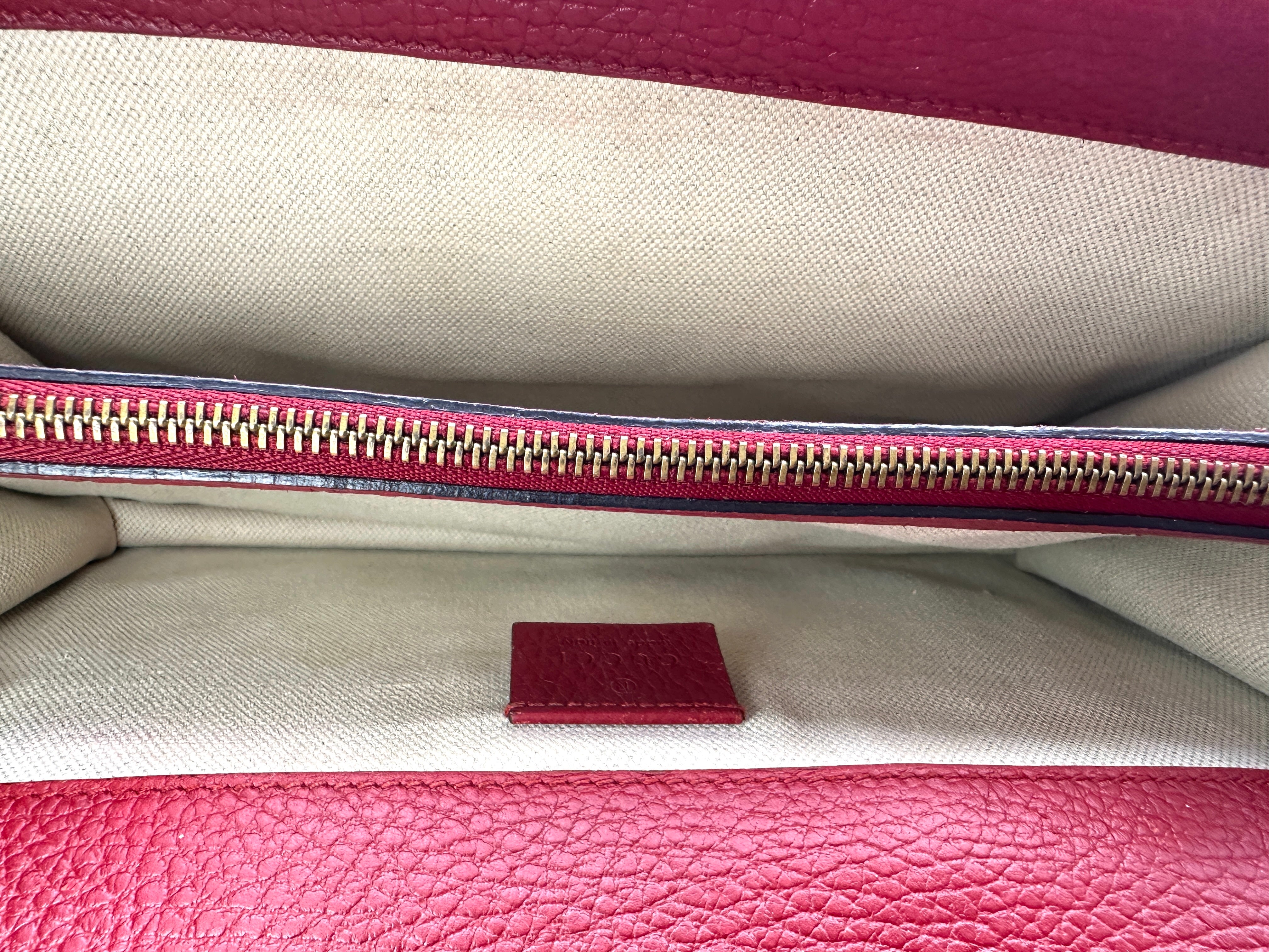 Gucci Dionysus Red Leather Medium Size Shoulder Bag GG1101