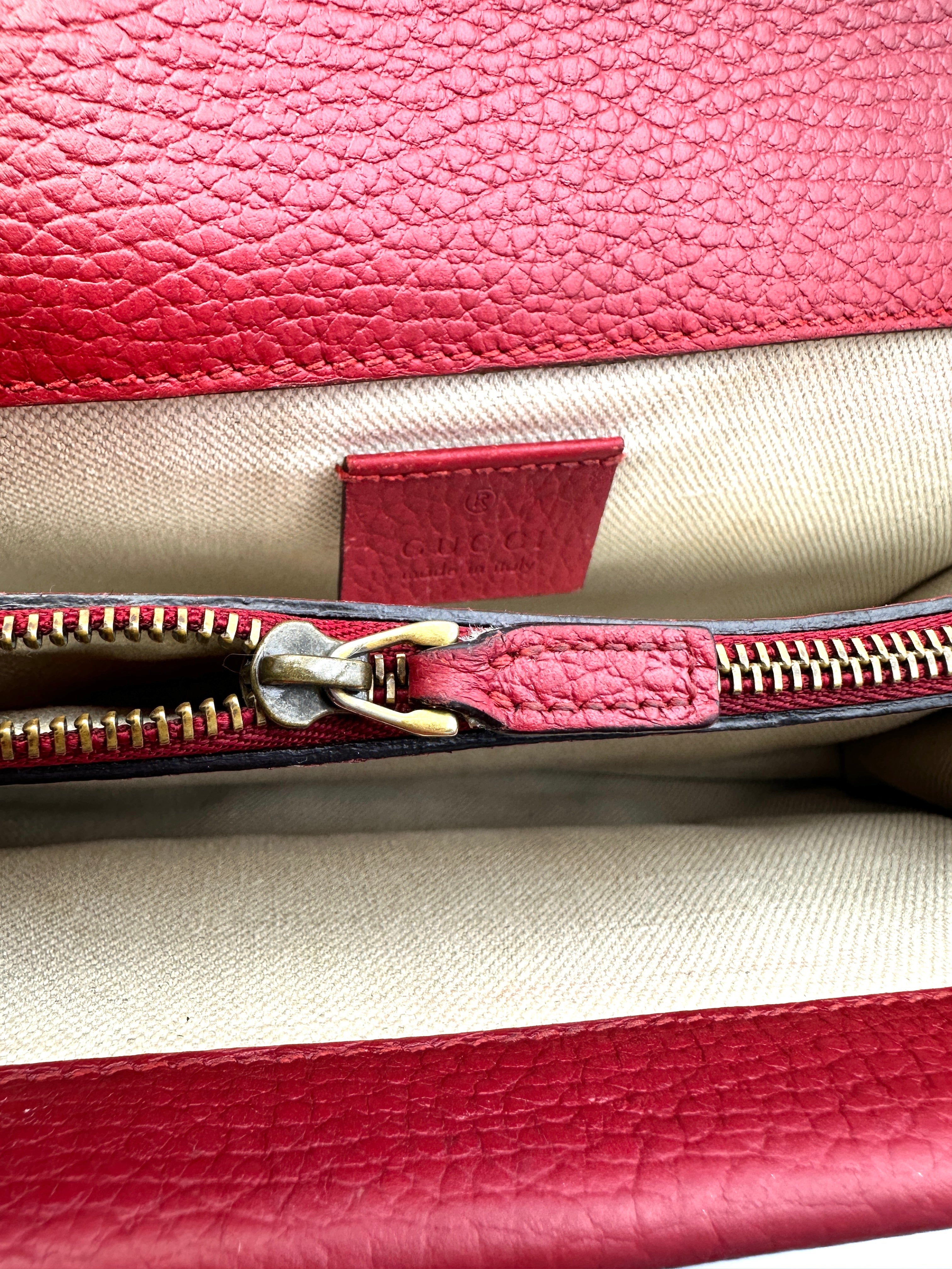 Gucci Dionysus Red Leather Medium Size Shoulder Bag GG1101