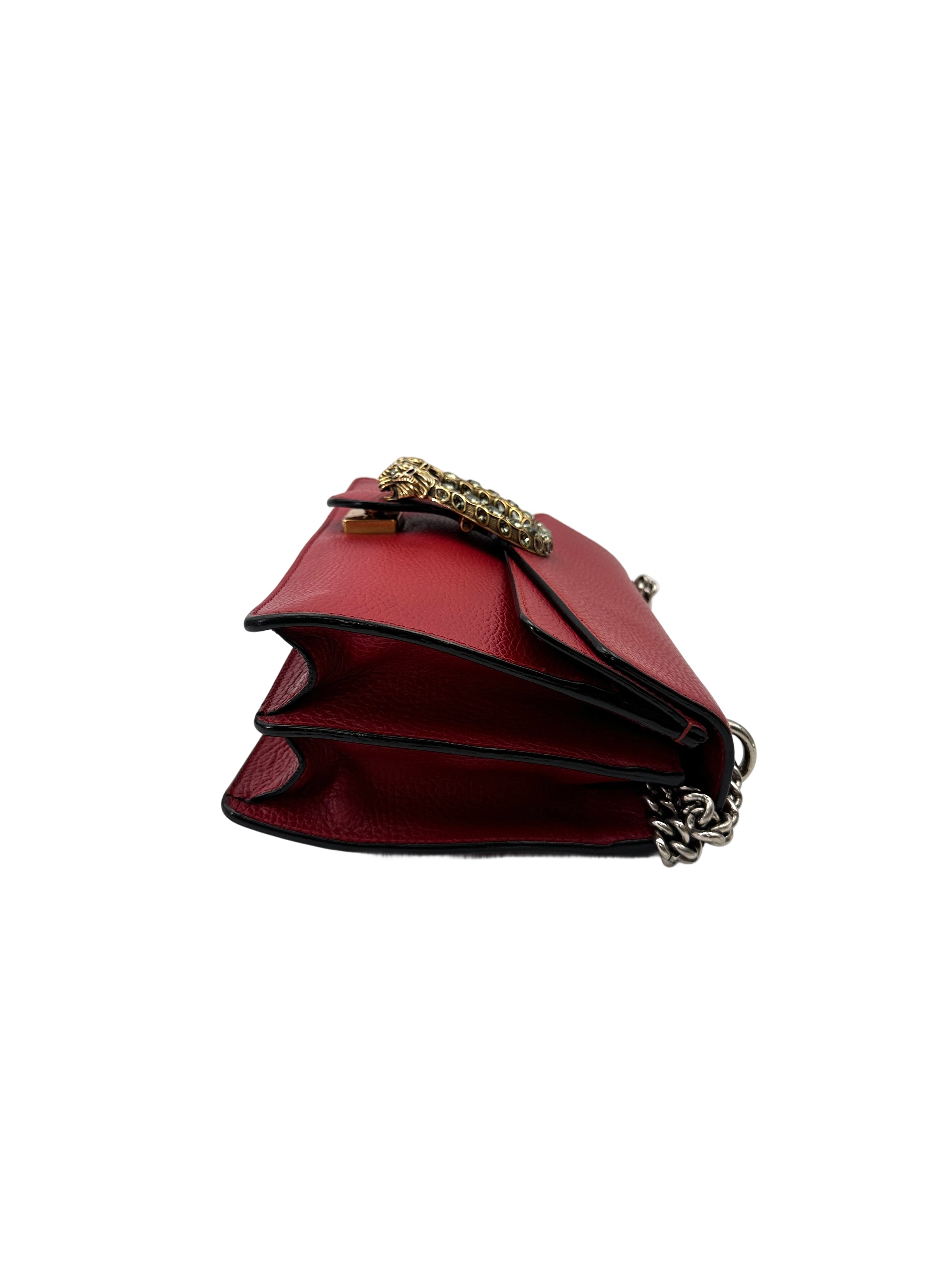 Gucci Dionysus Red Leather Medium Size Shoulder Bag GG1101