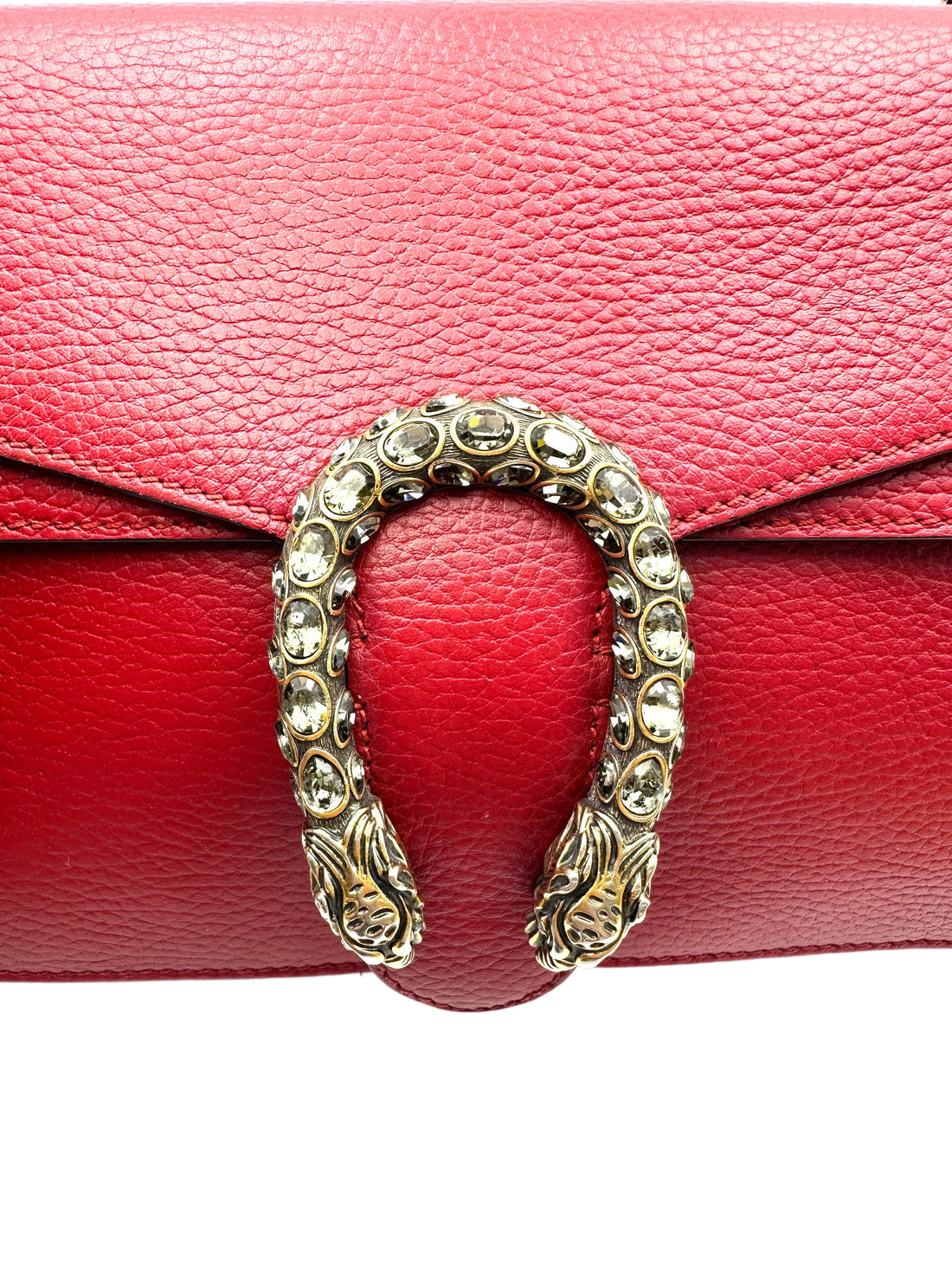Gucci Dionysus Red Leather Medium Size Shoulder Bag GG1101