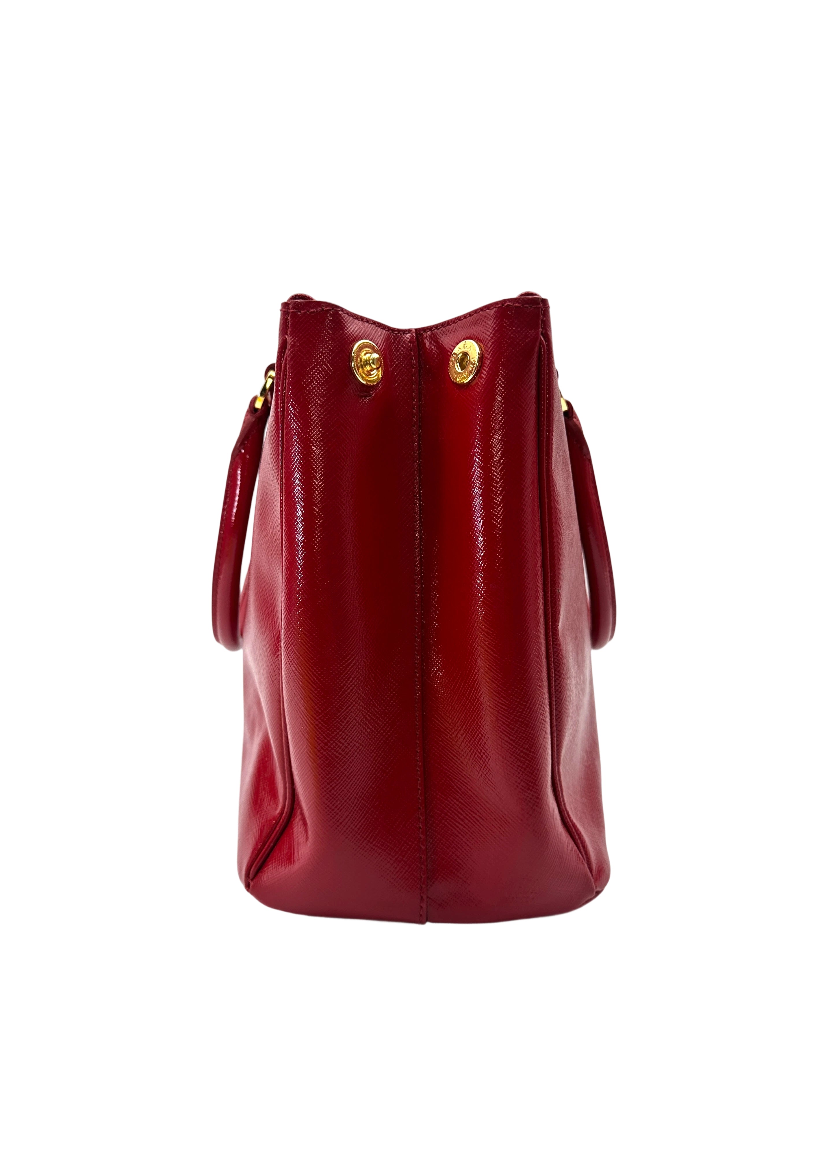 Prada Galleria Red Saffiano Leather Medium Size Handle Bag PR384