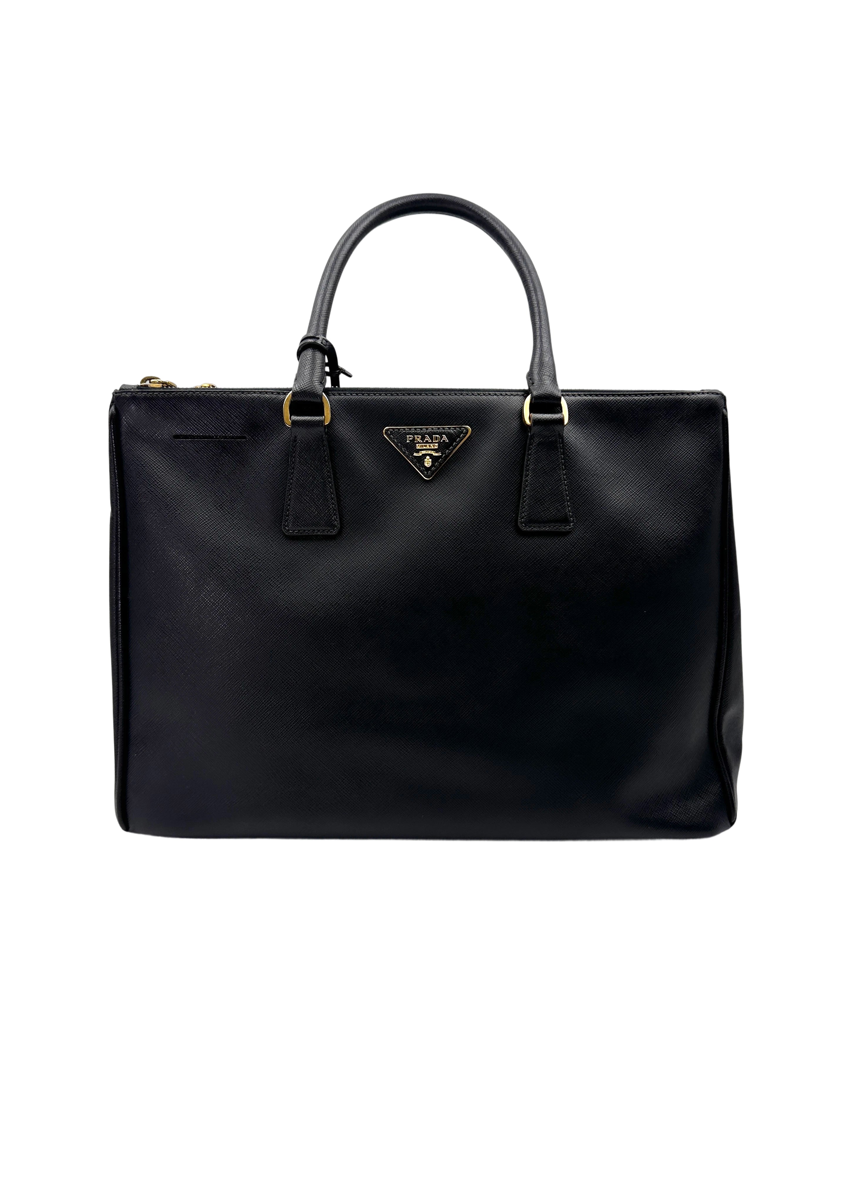 Prada Galleria Black Saffiano Leather Handle Bag PR385