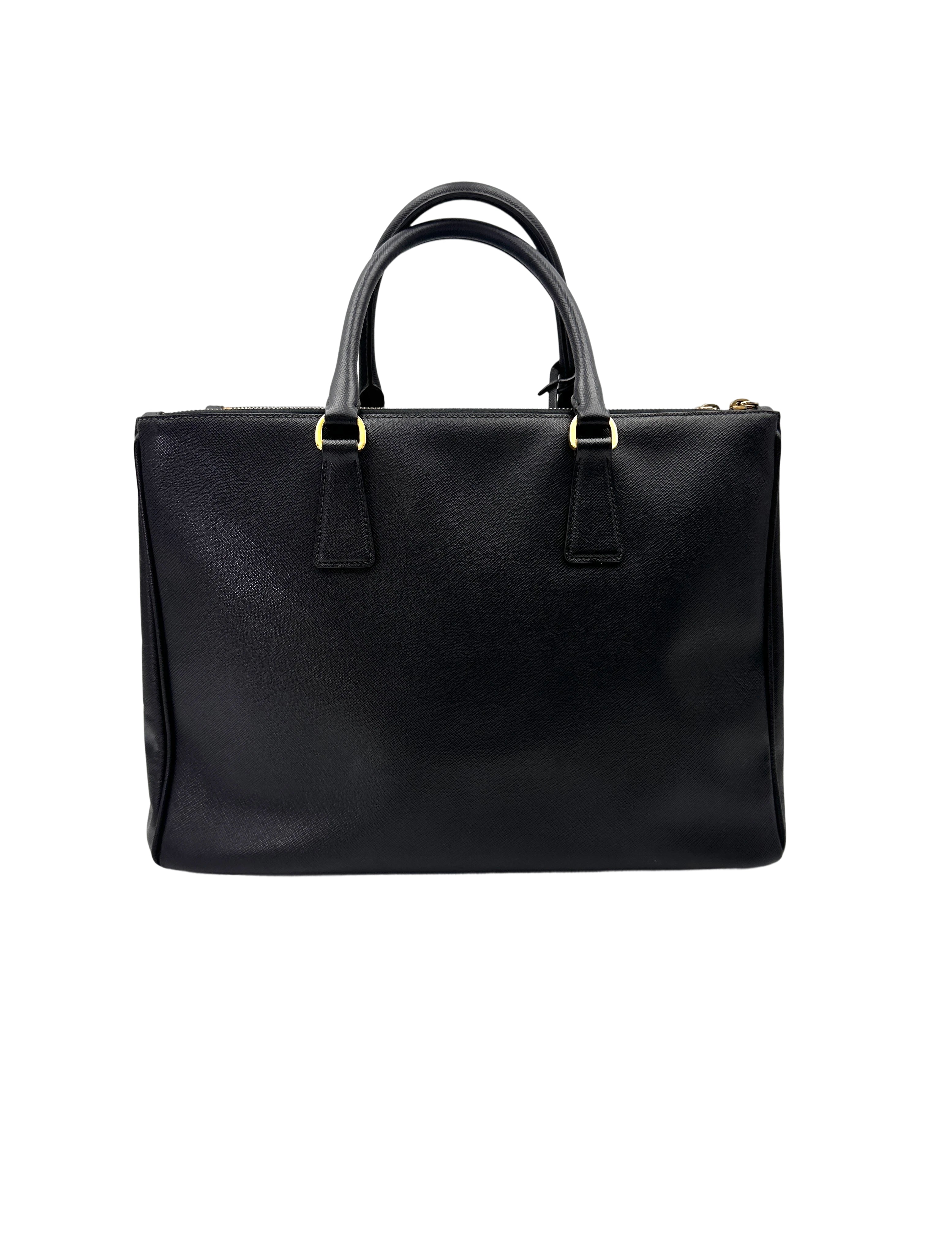 Prada Galleria Black Saffiano Leather Handle Bag PR385