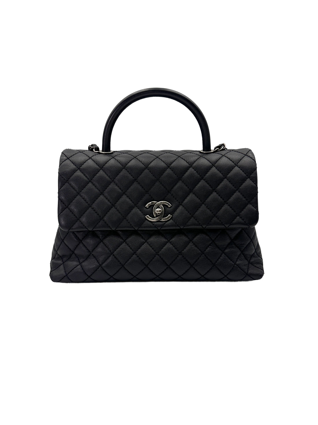 Chanel CoCo Handle Black Quilted Calfskin Large Size Shoulder Bag(22***05)CC2024
