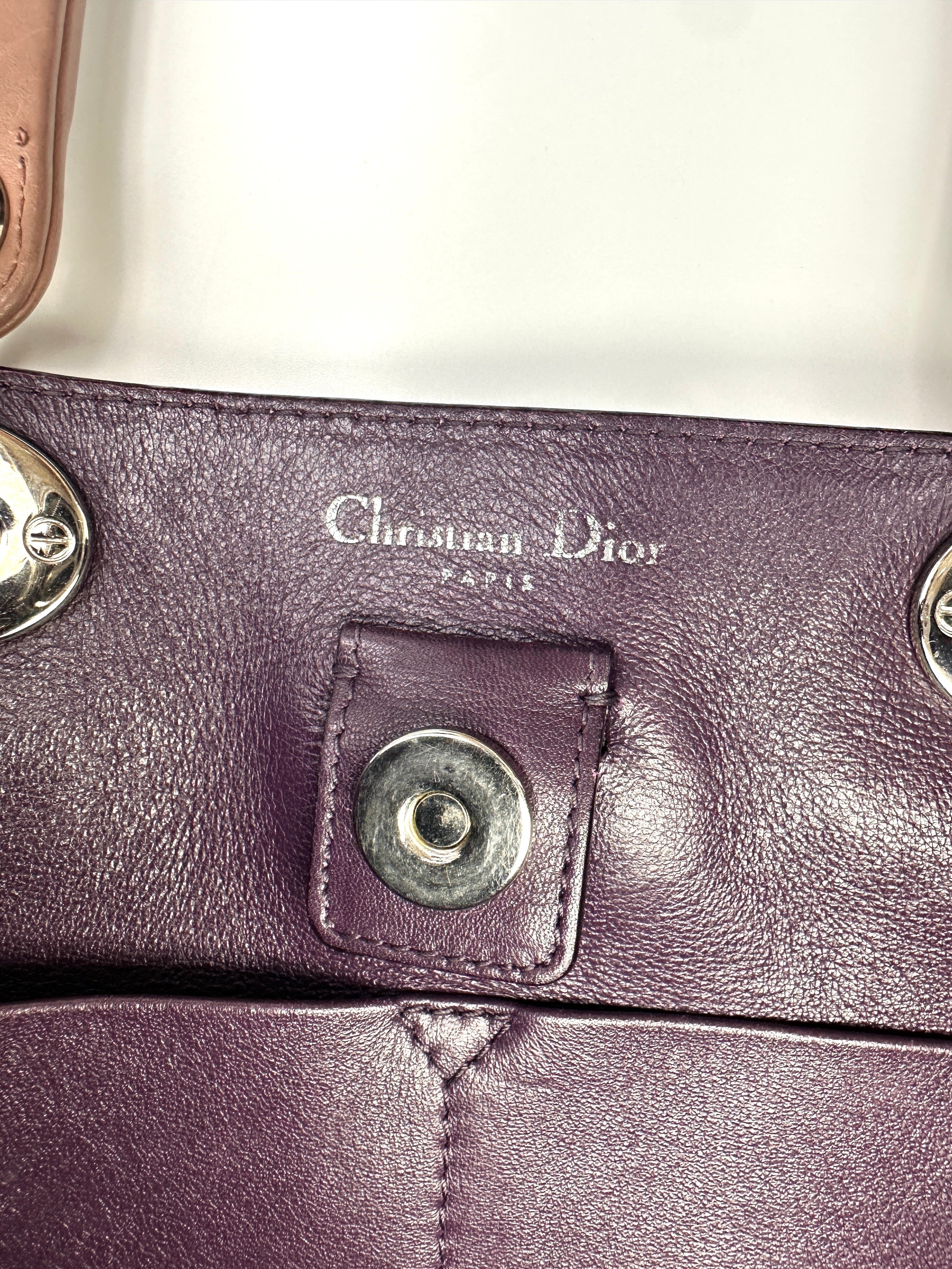 Christian Dior Diorissimo Dark Red Leather Top Handle Bag With Pouch DR749