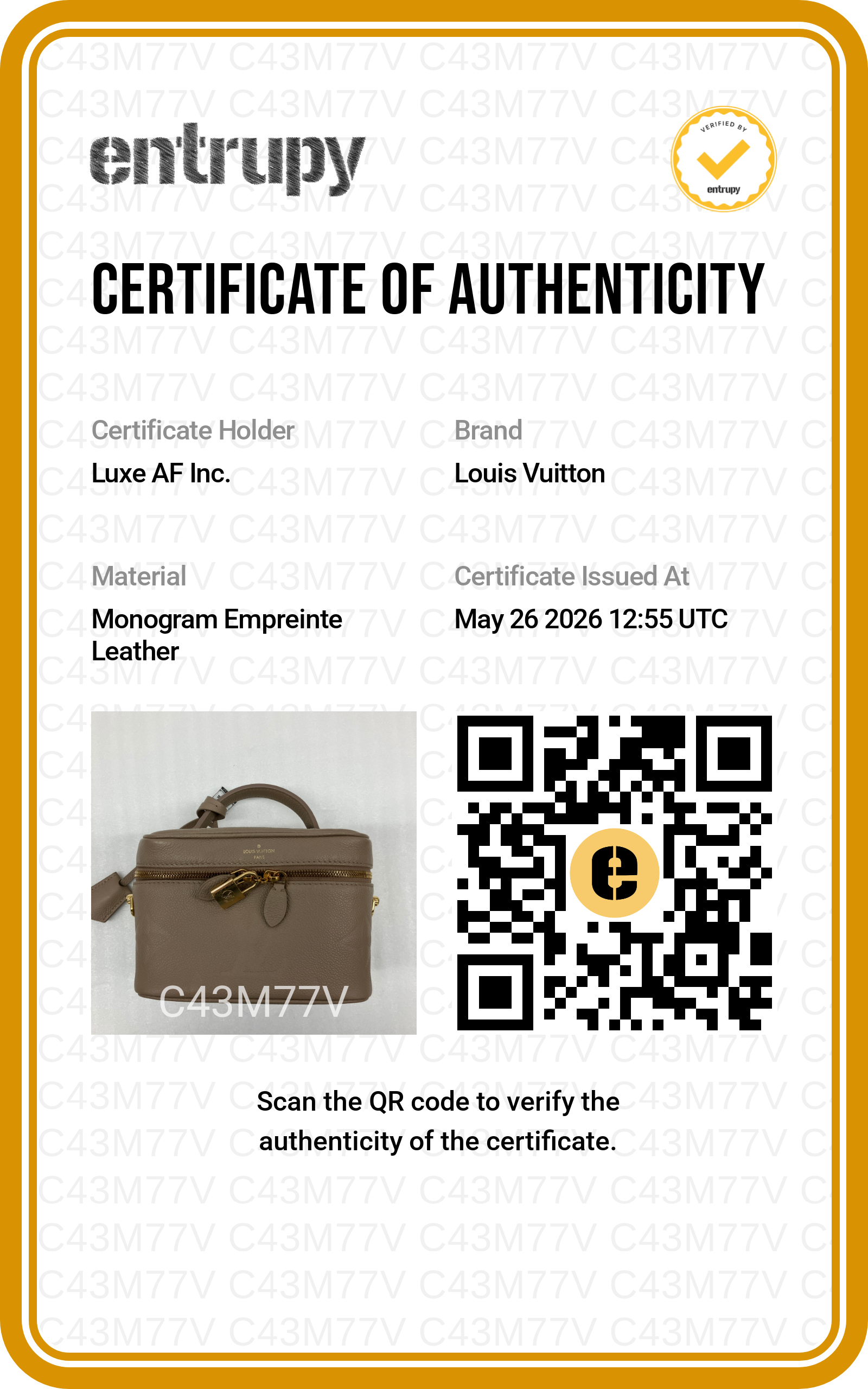 Louis Vuitton Vanity PM Beige Monogram Empreinte Leather Handle Bag LV2845