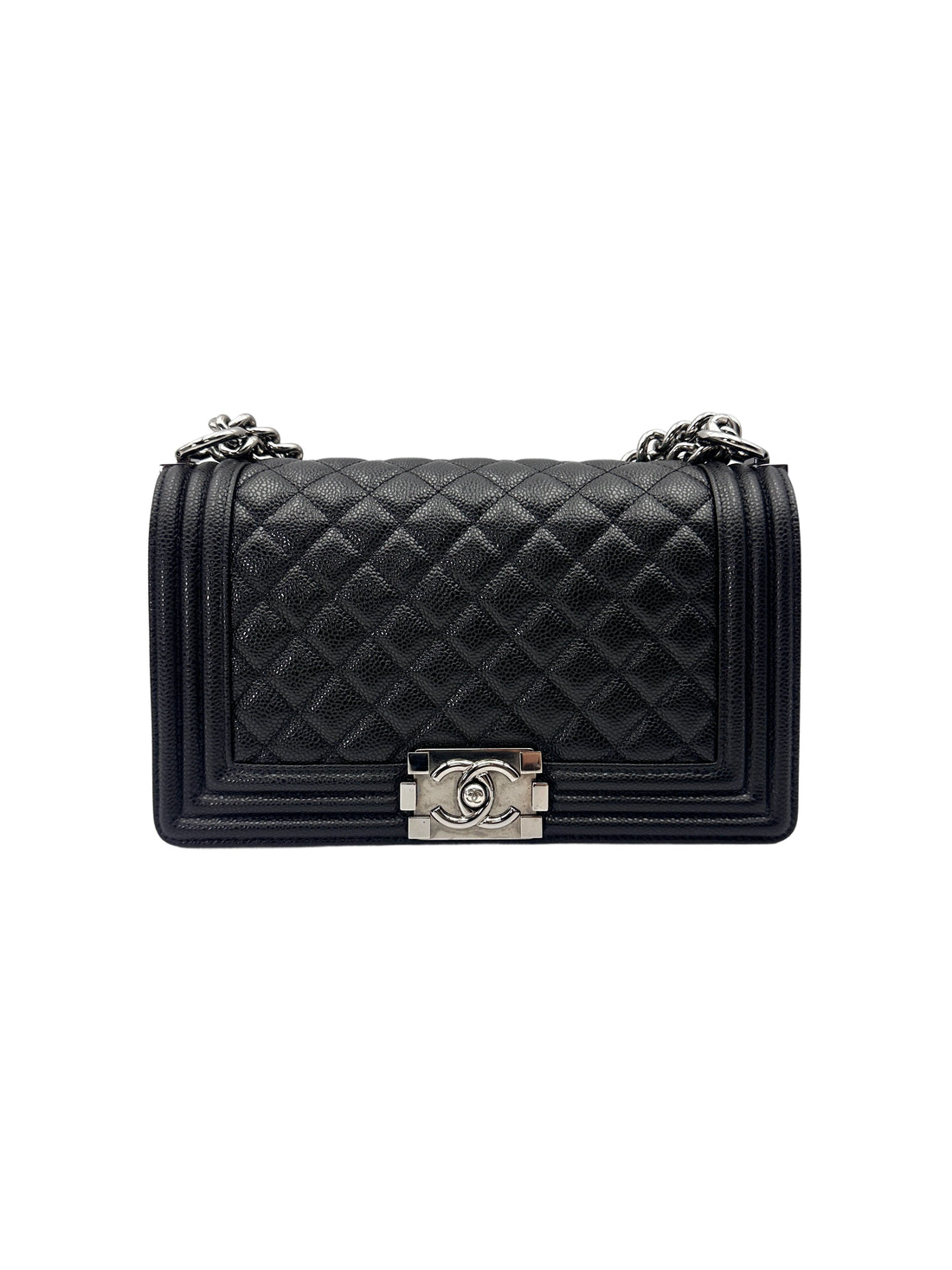 Chanel LeBoy Black Quilted Leather Flap Bag With Silver Hardware(19***34) CC2025