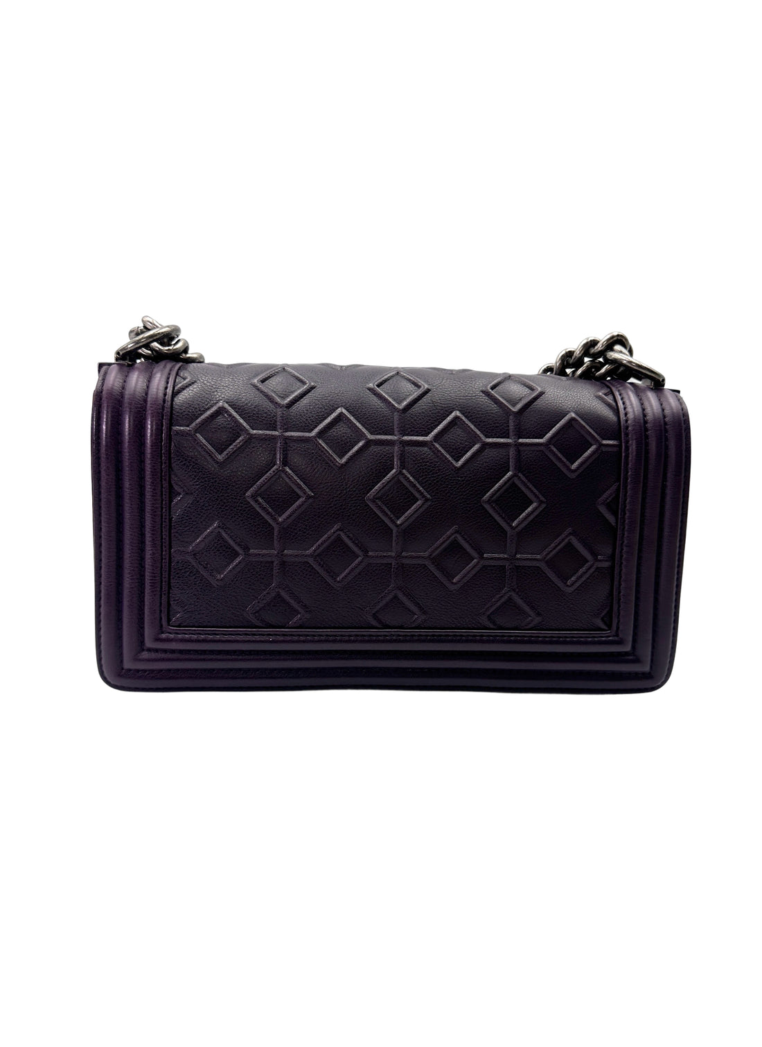 Chanel LeBoy Purple Quilted Leather Medium Size Flap Bag With Silver Buckle(17***21) CC2027