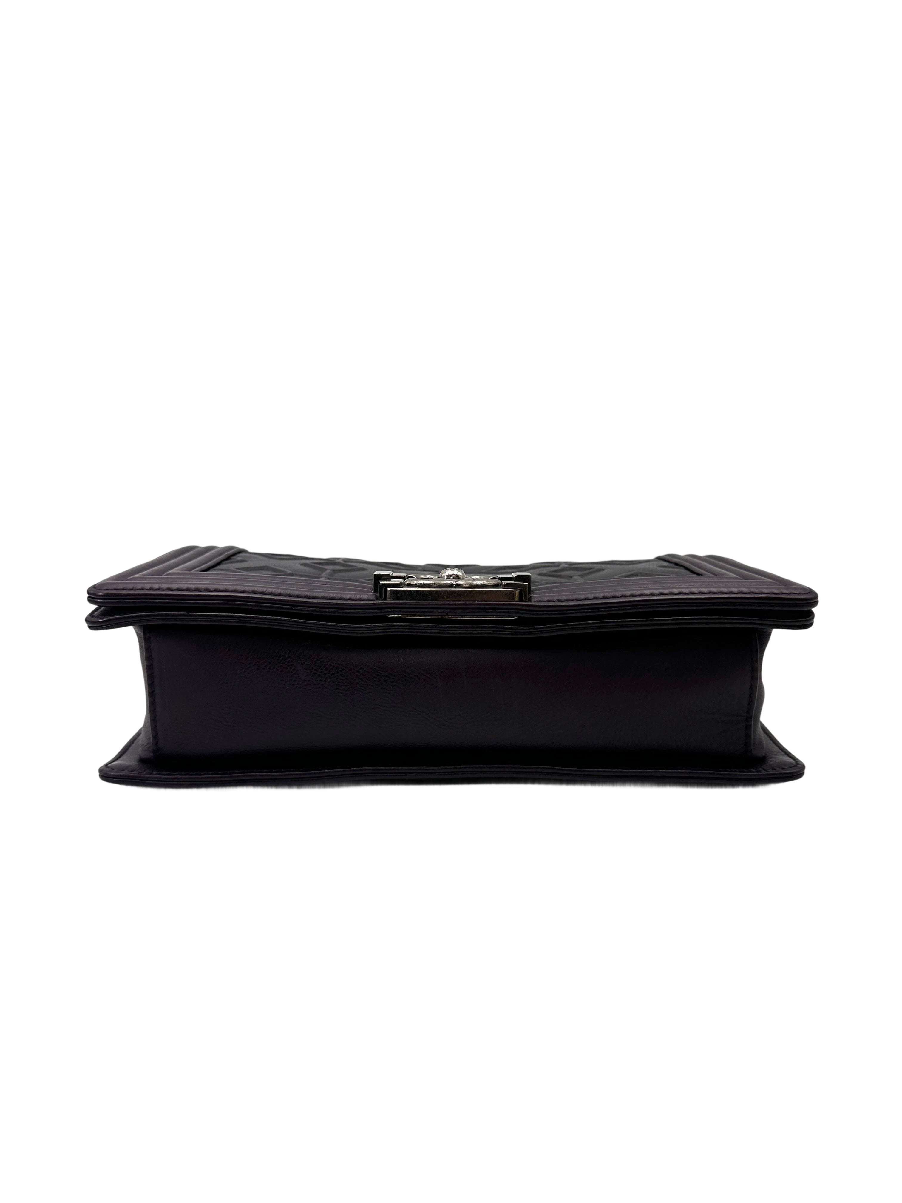Chanel LeBoy Purple Quilted Leather Medium Size Flap Bag With Silver Buckle(17***21) CC2027